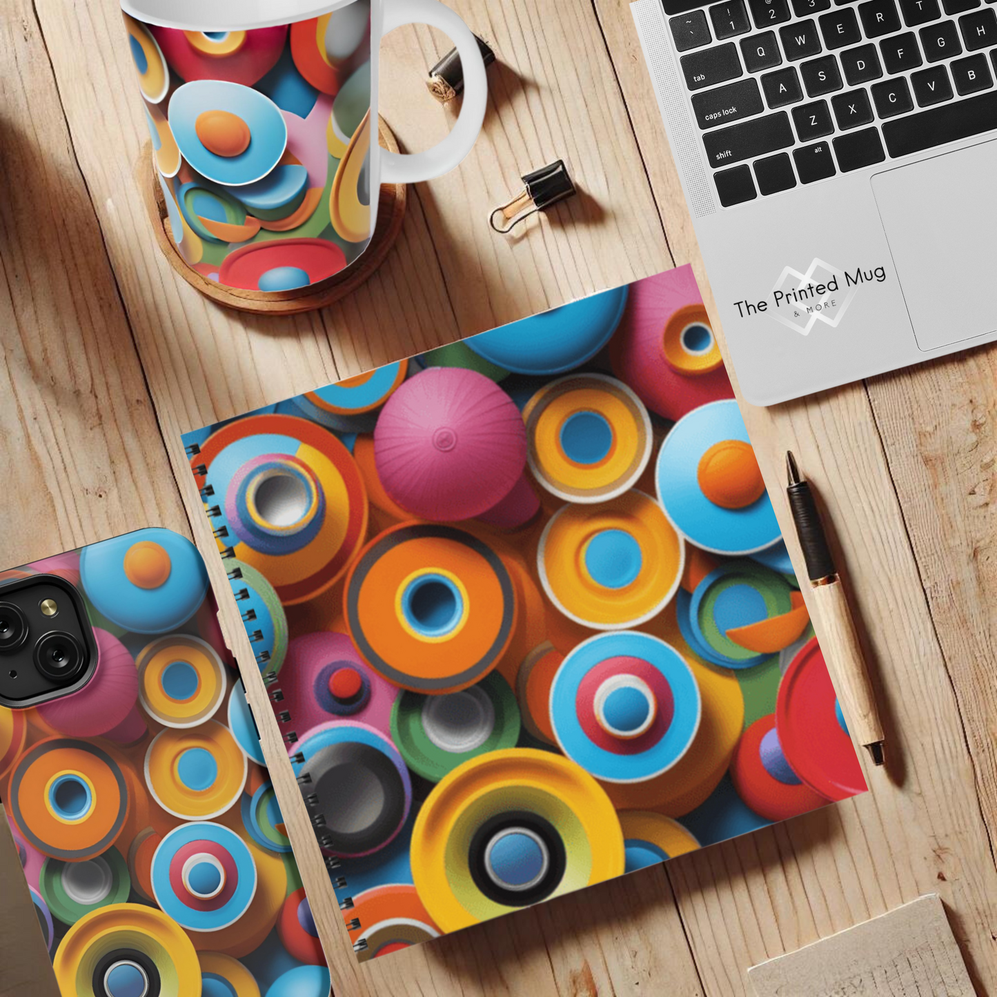 Retro Rings 8.5"x8.5" Hardcover Notebook