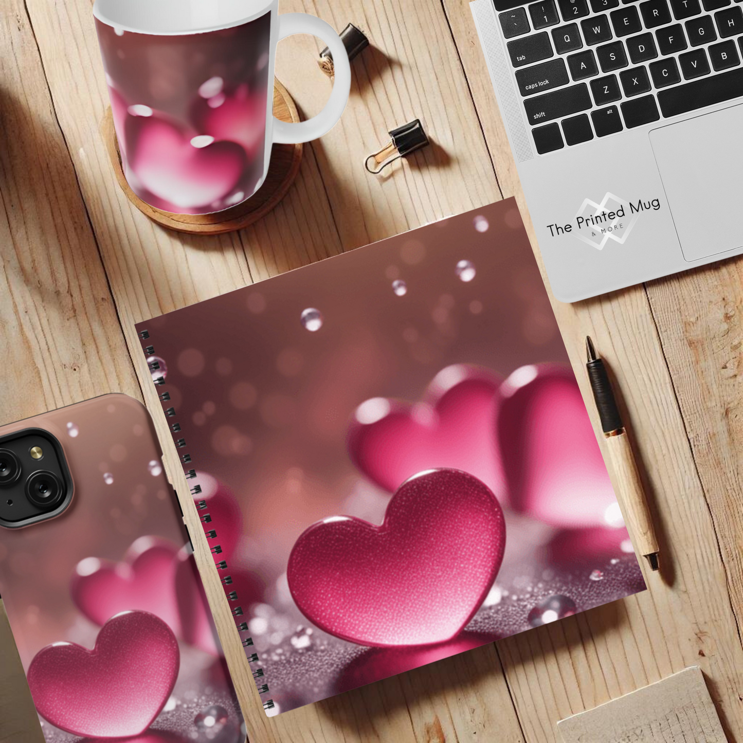 Romantic Heart Splash 8.5"x8.5" Hardcover Notebook