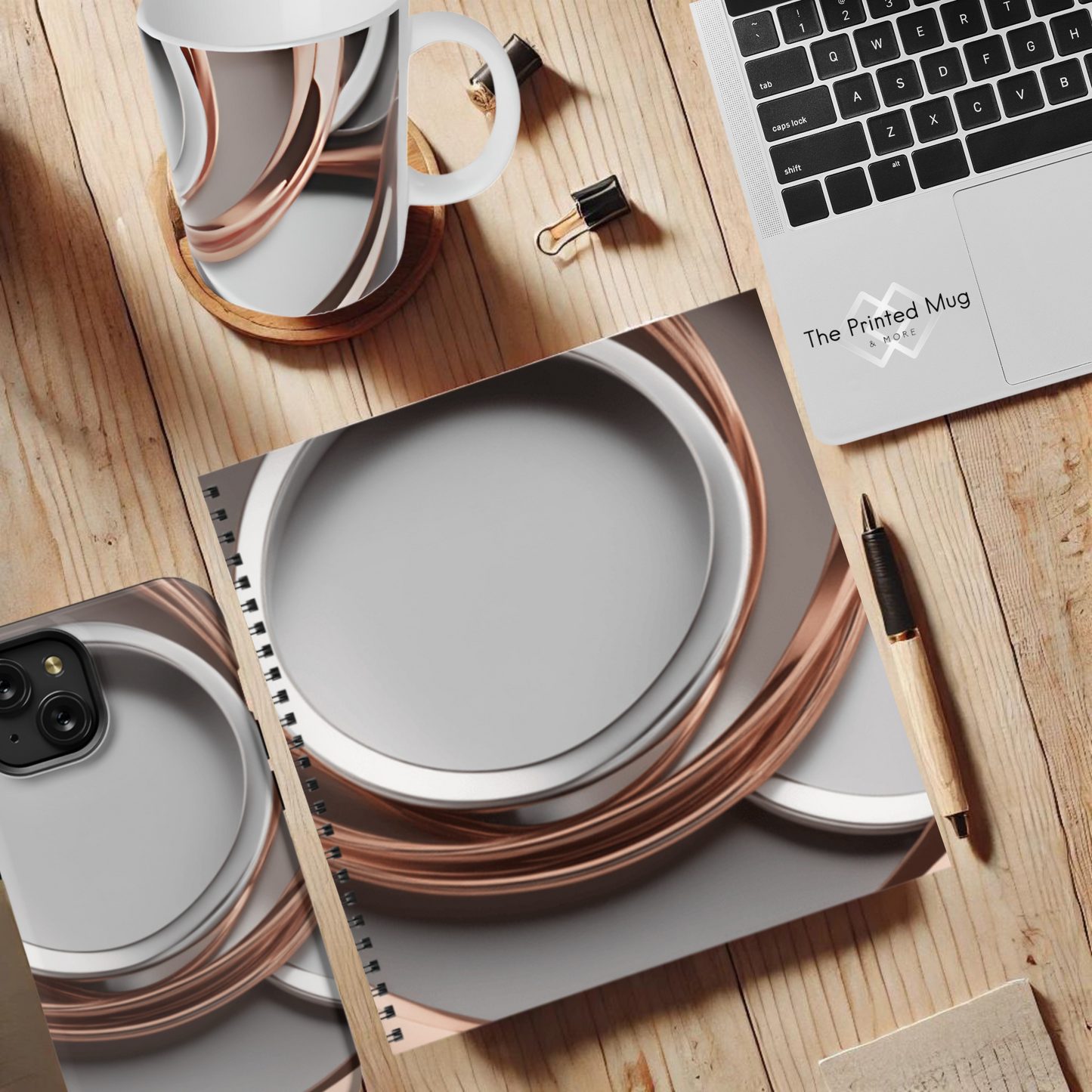 Rose Gold Waves 8.5"x8.5" Hardcover Notebook
