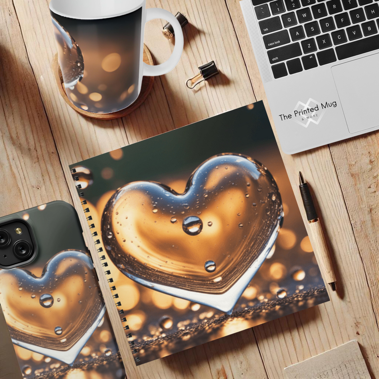 Sunset Heart Splash 8.5"x8.5" Hardcover Notebook