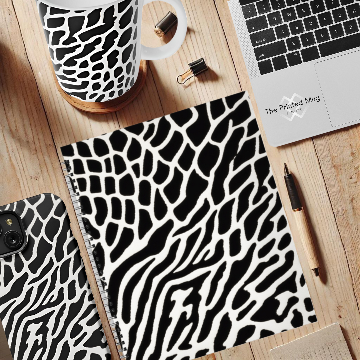 Monochrome Maze 8.5”x11” Hardcover Notebook