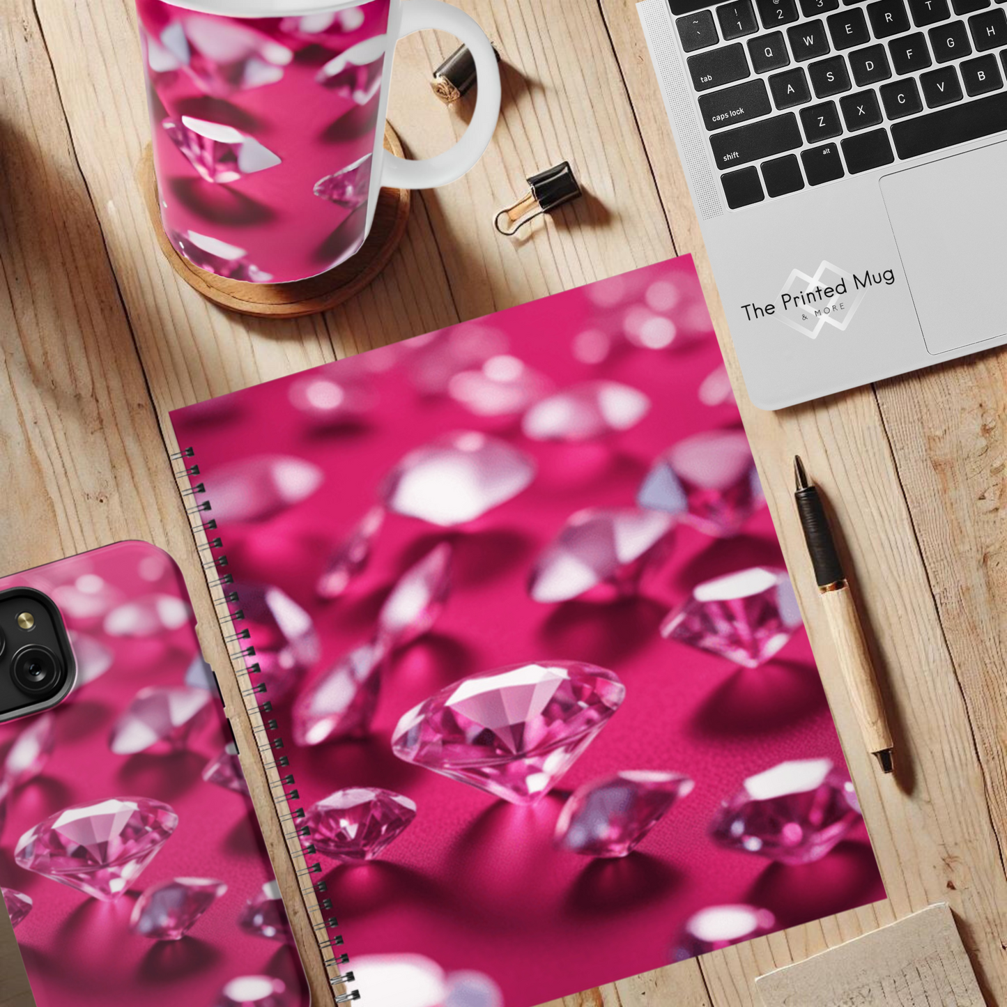 Pink Diamond Sparkle 8.5"x11" Hardcover Notebook