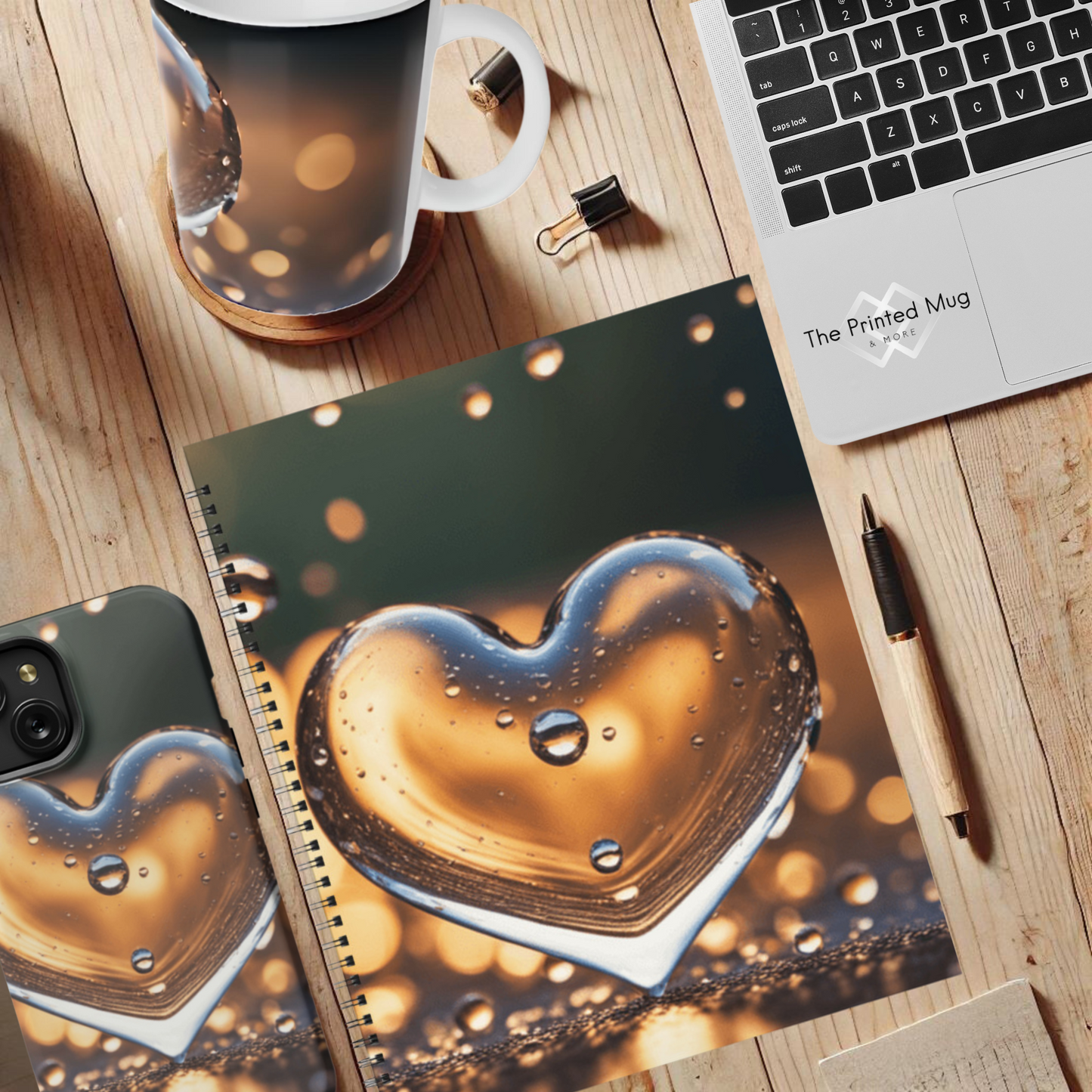 Sunset Heart Splash 8.5"x11" Hardcover Notebook