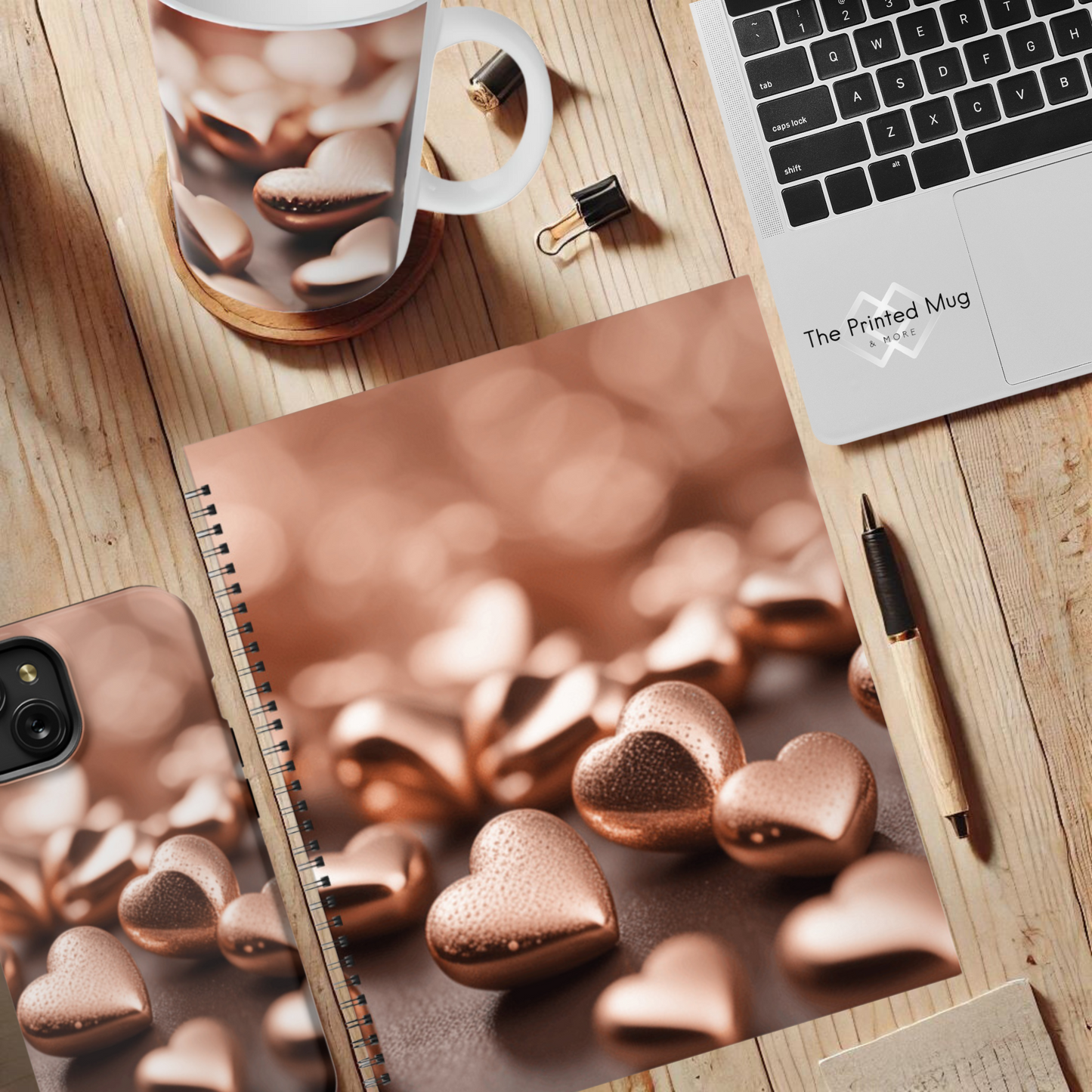 Bronzed Hearts 8.5"x11" Hardcover Notebook