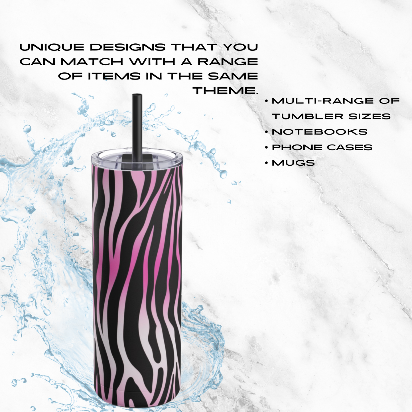 Electric Stripes 20oz Skinny Tumbler - With Straw