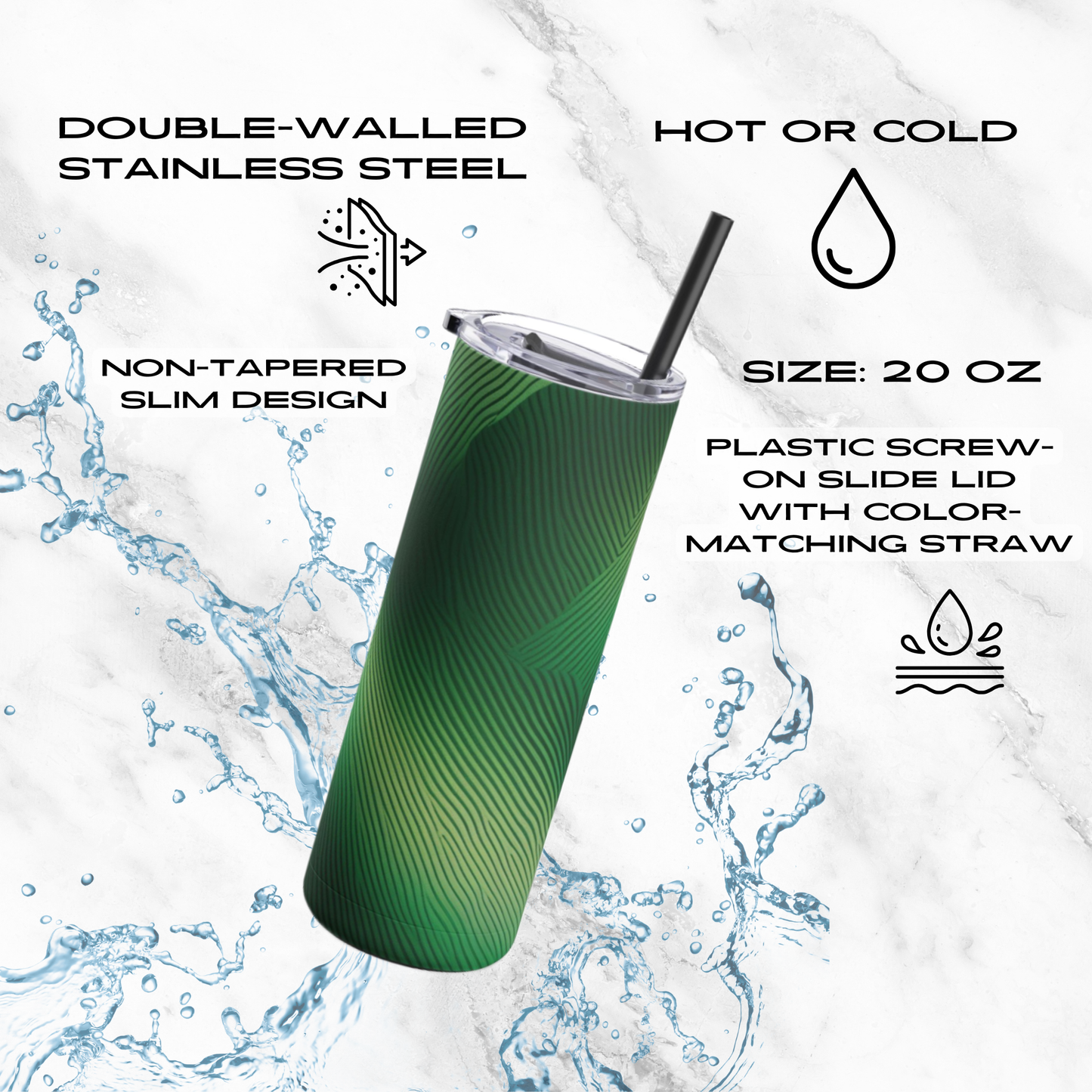 Emerald Gaze 20oz Skinny Tumbler - With Straw