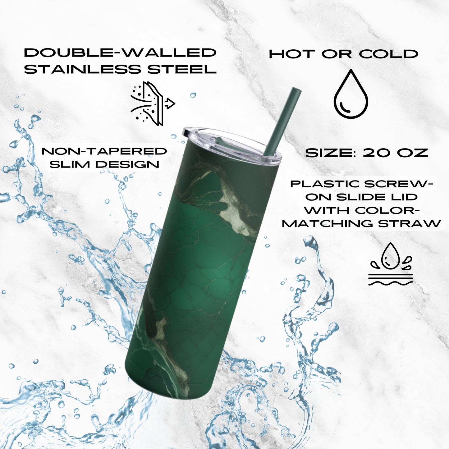 Emerald Web 20oz Skinny Tumbler - With Straw