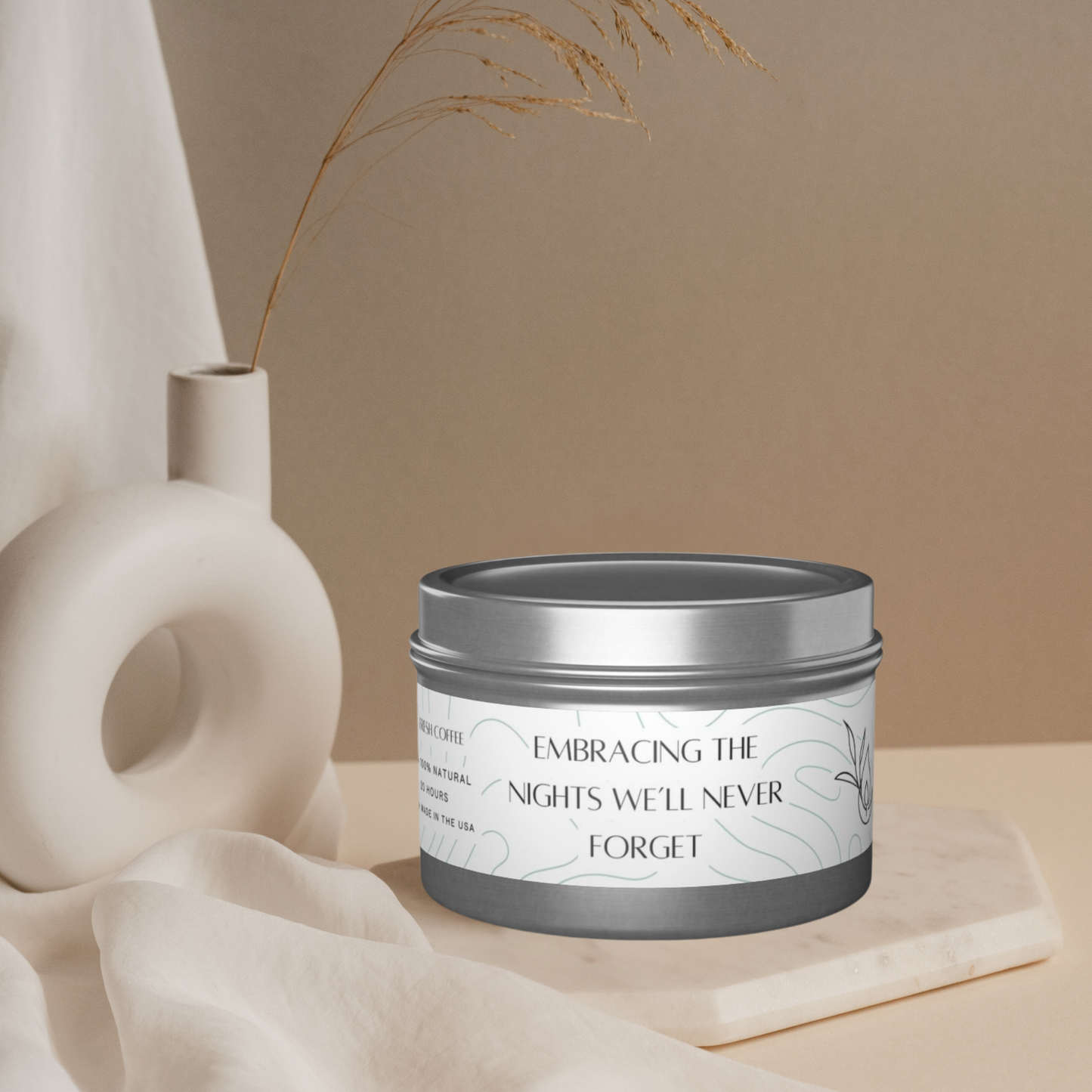 4oz Fresh Coffee Silver Tin Candle – Unforgettable Nights