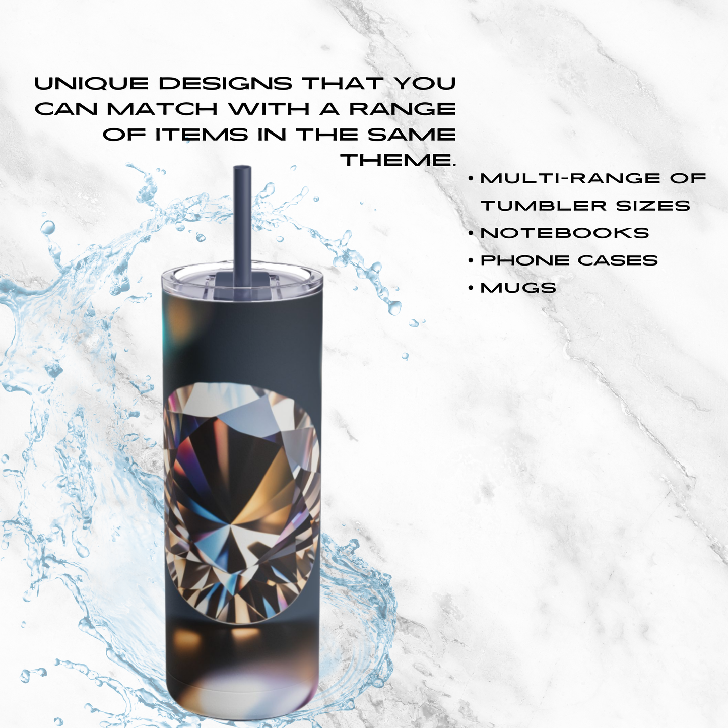 Gem Symphony 20oz Skinny Tumbler - With Straw