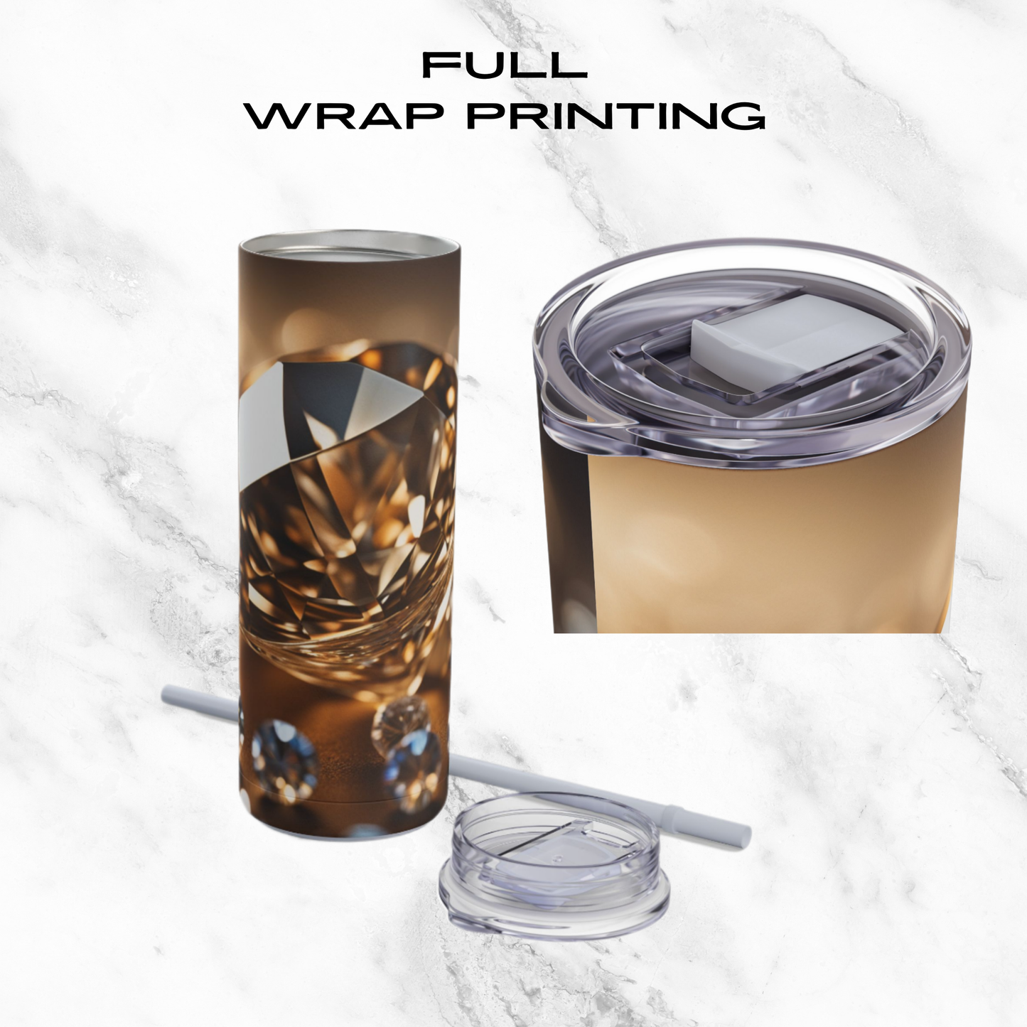 Golden Glimmer 20oz Skinny Tumbler - With Straw