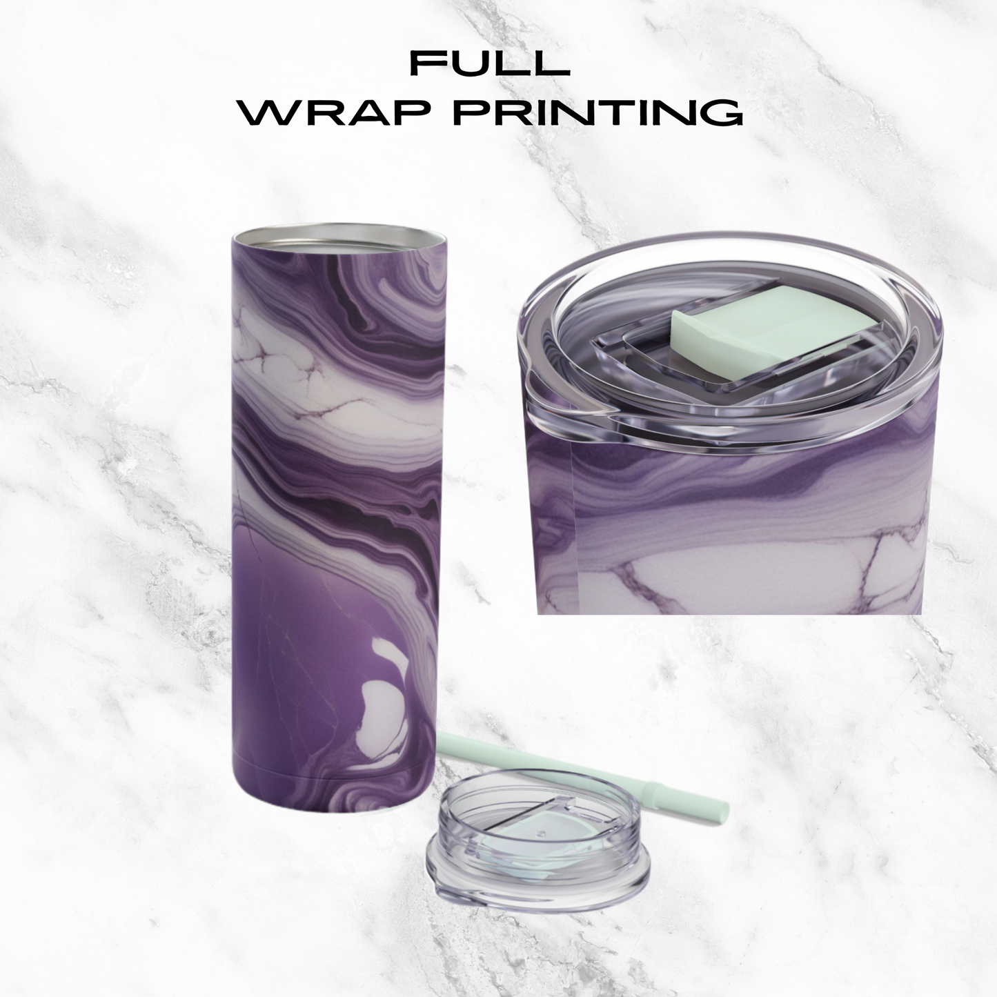 Lavender Swirl 20oz Skinny Tumbler - With Straw