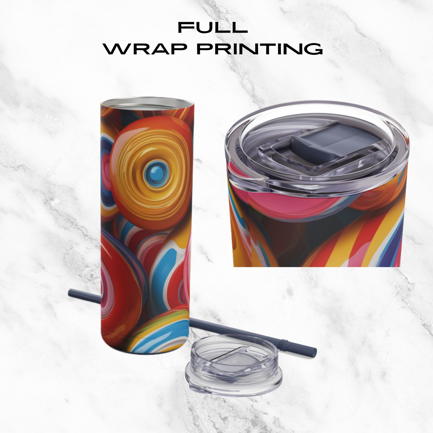 Lollipop Swirl 20oz Skinny Tumbler - With Straw