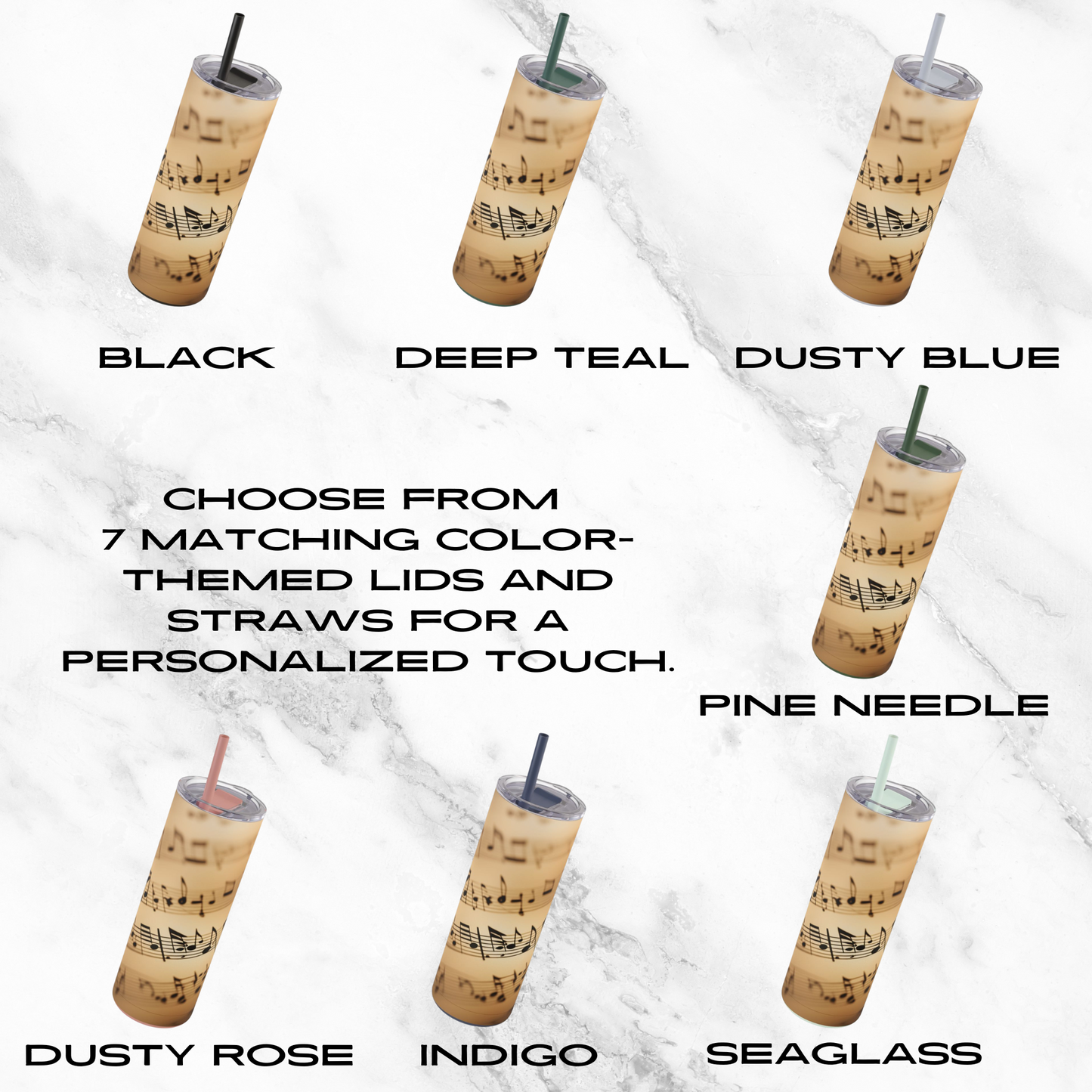 Symphony of Notes 20oz Skinny Tumbler - With Straw