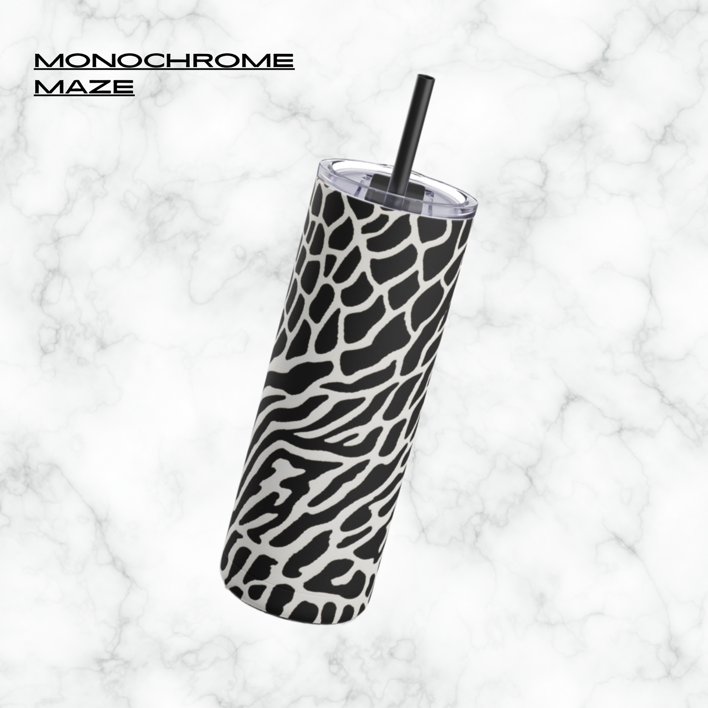 Monochrome Maze 20oz Skinny Tumbler - With Straw