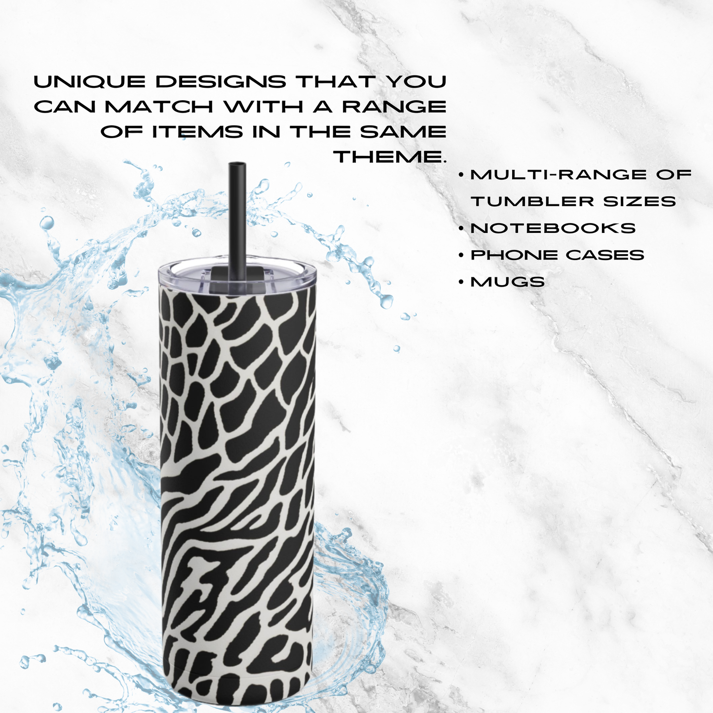 Monochrome Maze 20oz Skinny Tumbler - With Straw