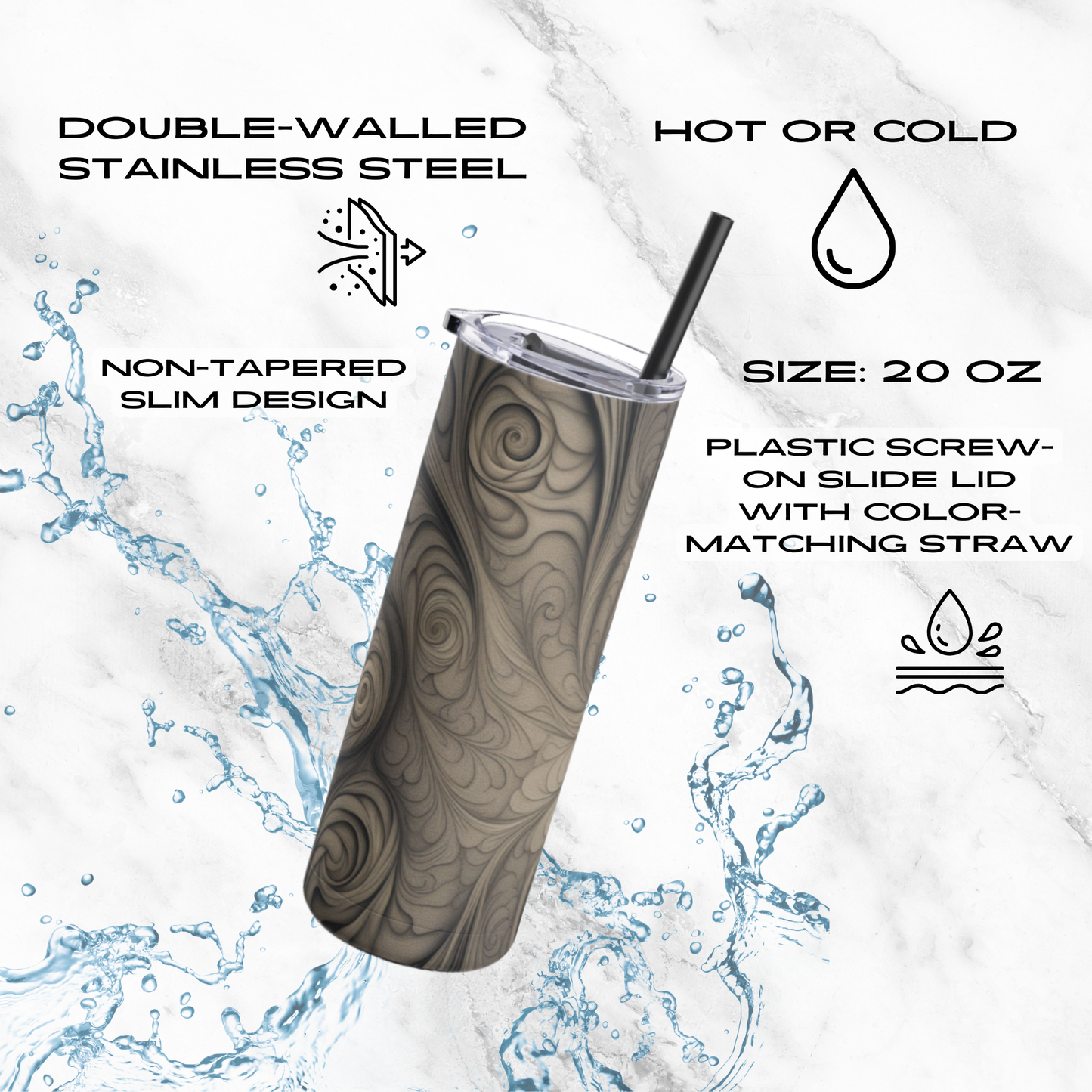 Mystic Whirl 20oz Skinny Tumbler - With Straw