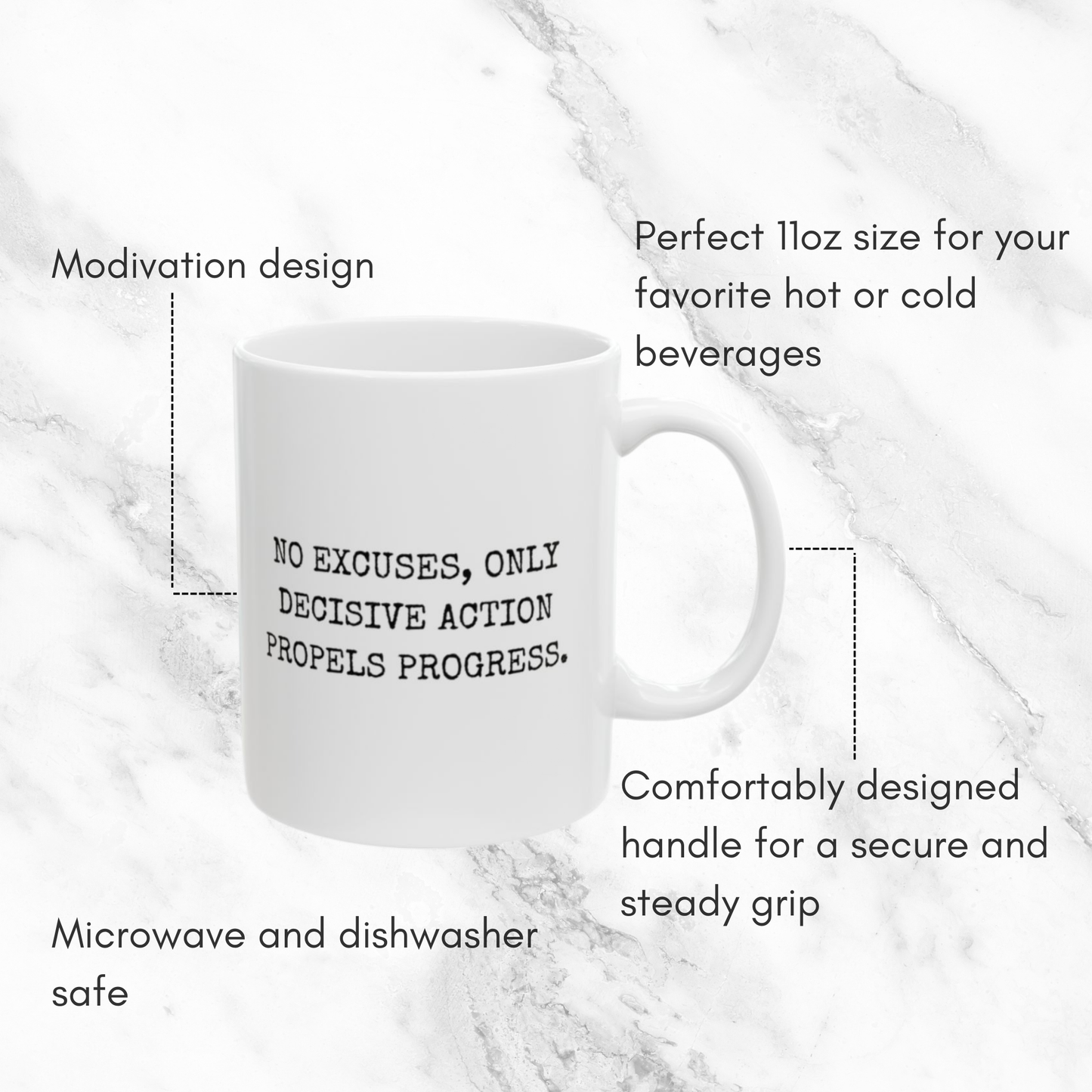 No Excuses Only Decisive Action - 11oz Mug