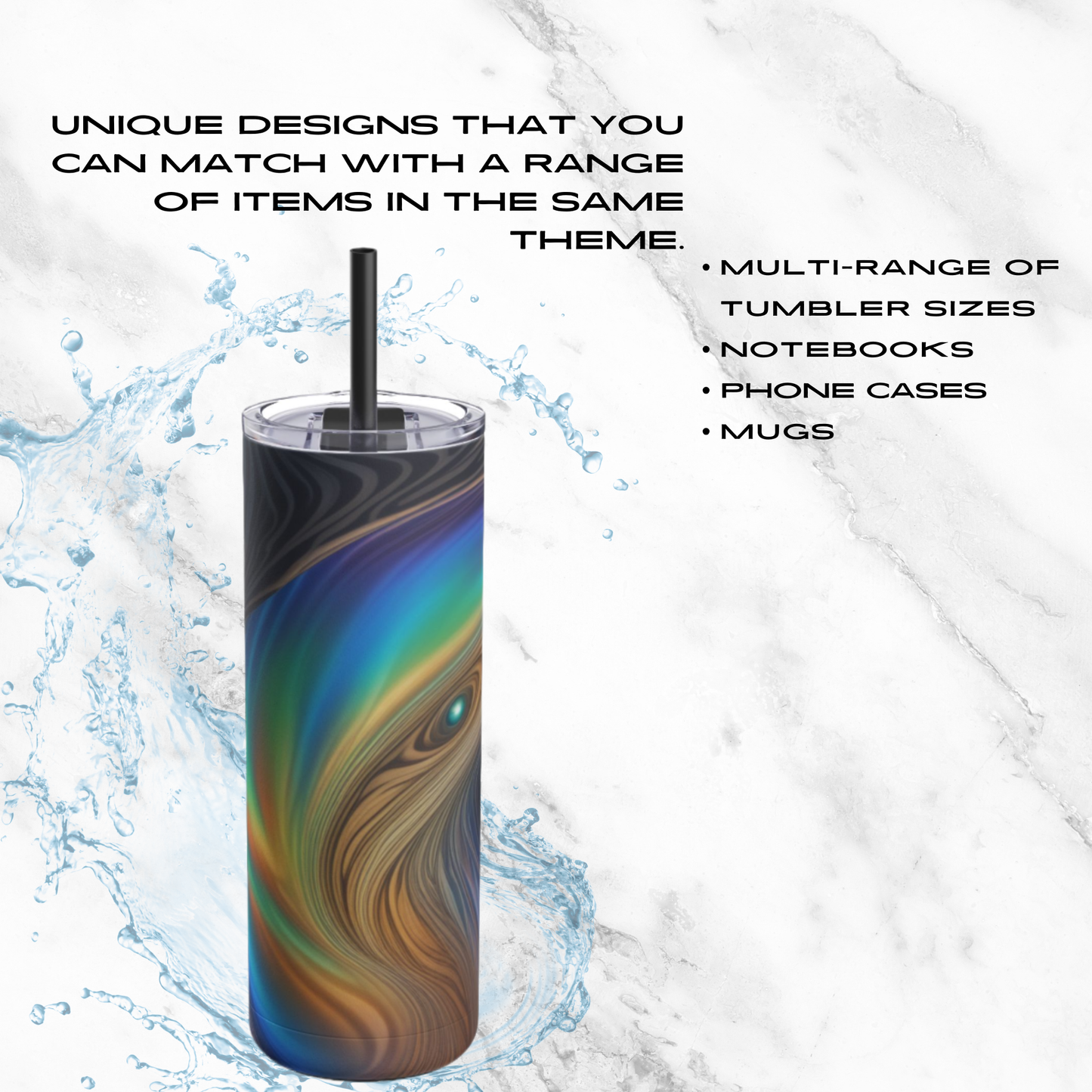 Nebula Swirl 20oz Skinny Tumbler - With Straw