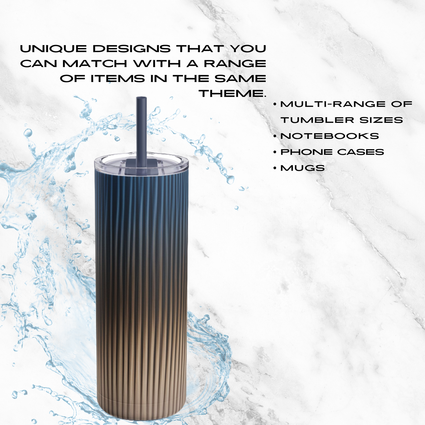 Ocean Bronze 20oz Skinny Tumbler - With Straw