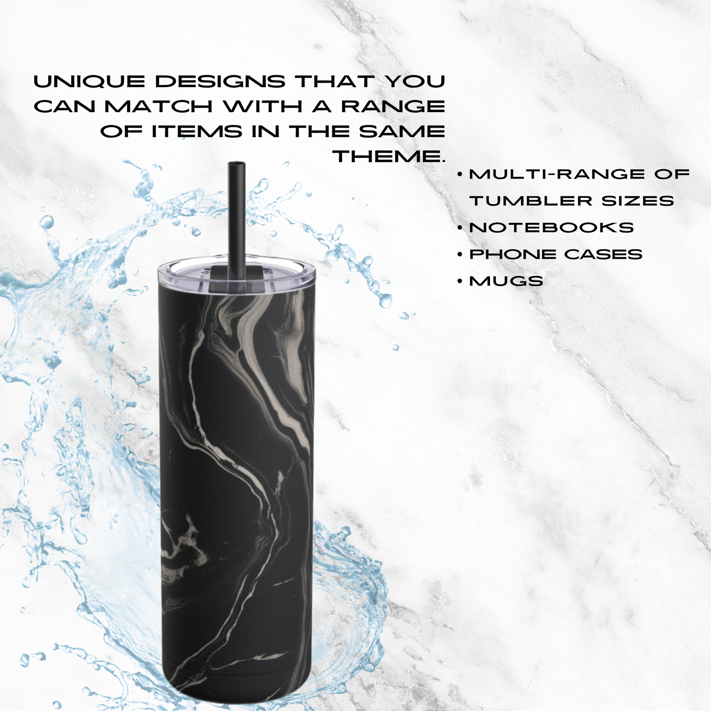 Onyx Flow 20oz Skinny Tumbler - With Straw