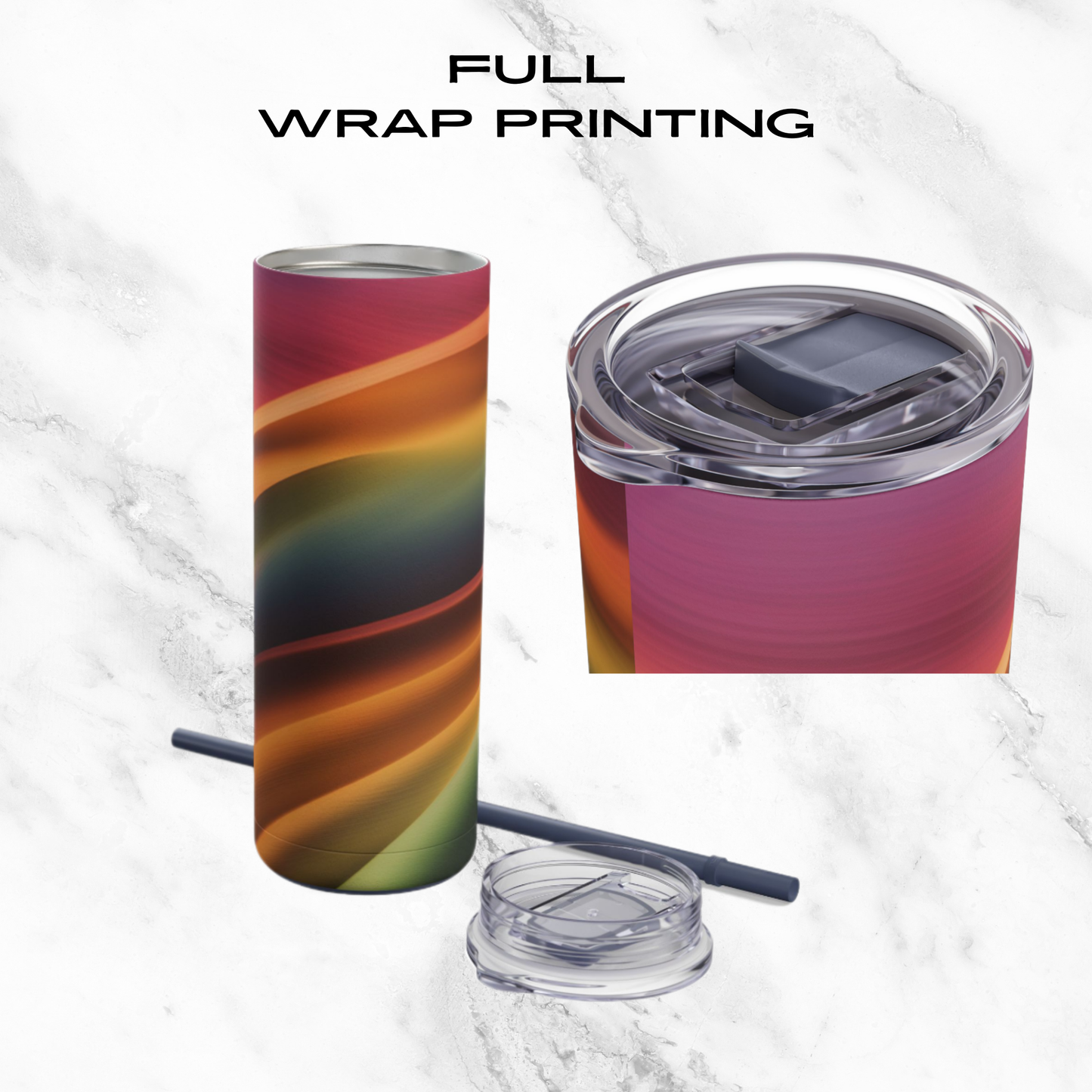 Rainbow Cascade 20oz Skinny Tumbler - With Straw