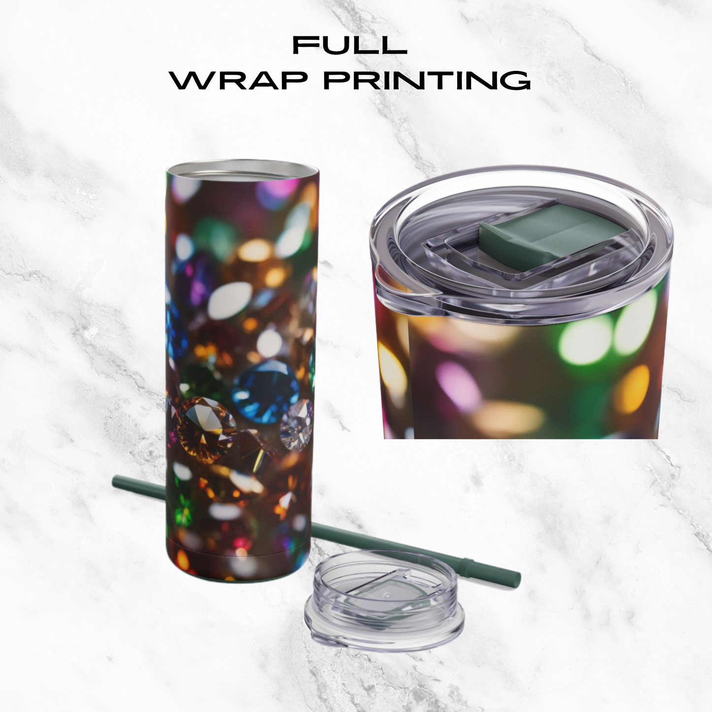 Rainbow Jewels 20oz Skinny Tumbler - With Straw