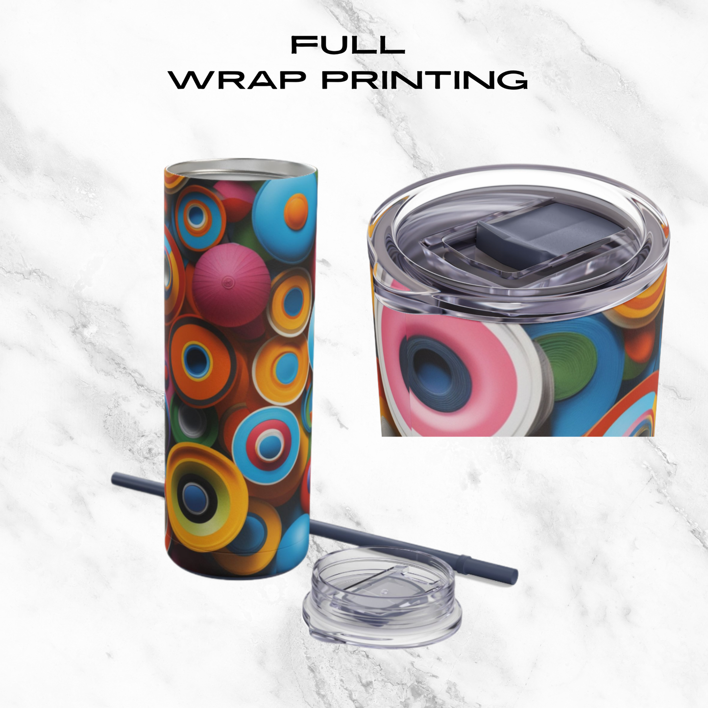 Retro Rings 20oz Skinny Tumbler - With Straw