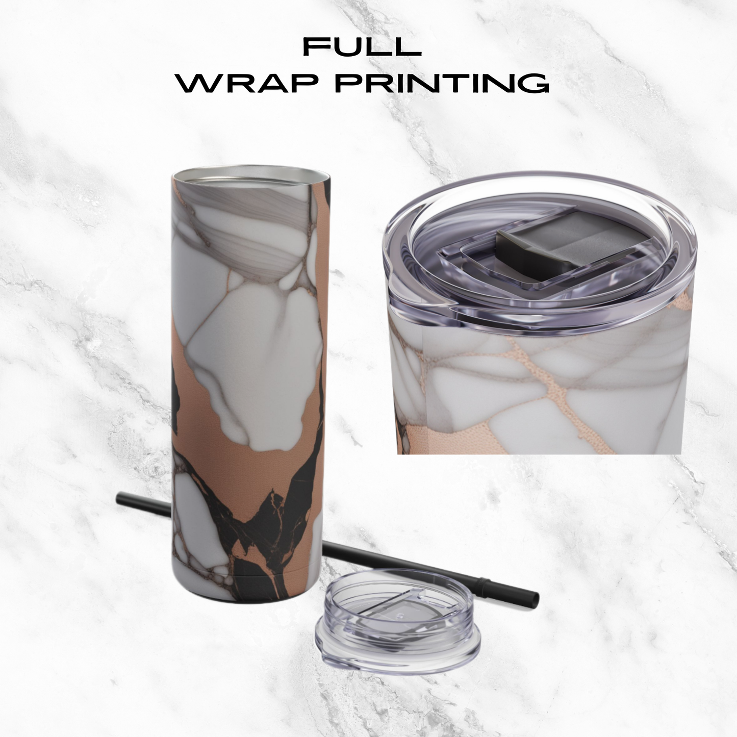 Rose Gold Luxe 20oz Skinny Tumbler - With Straw