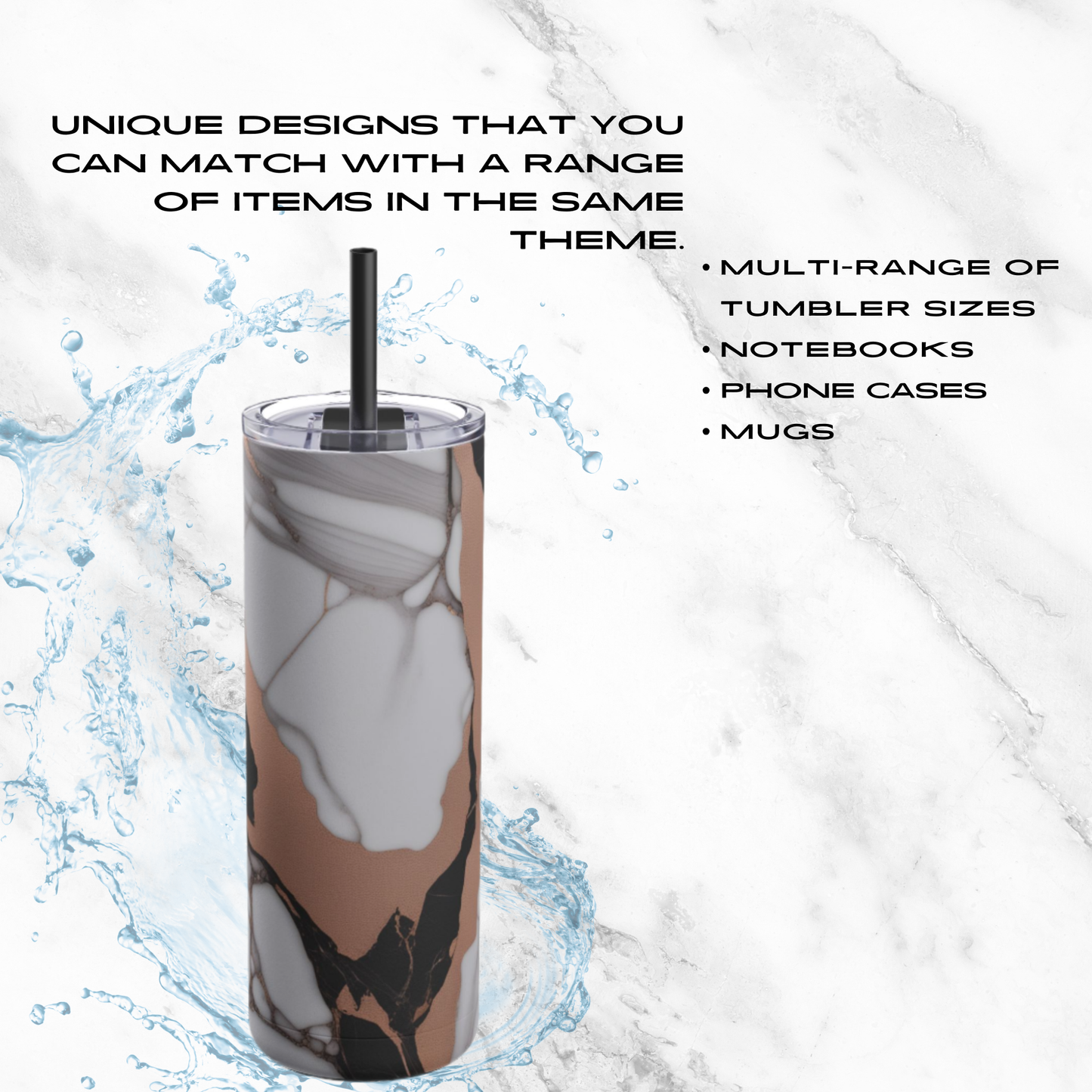 Rose Gold Luxe 20oz Skinny Tumbler - With Straw