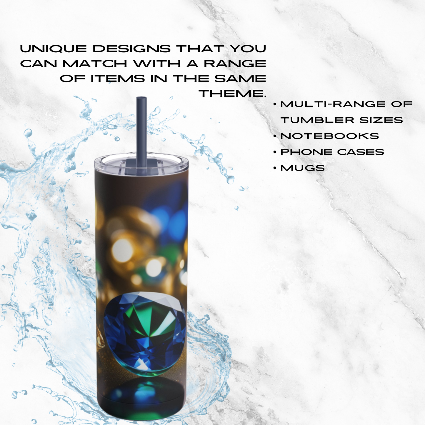 Sapphire Glow 20oz Skinny Tumbler - With Straw