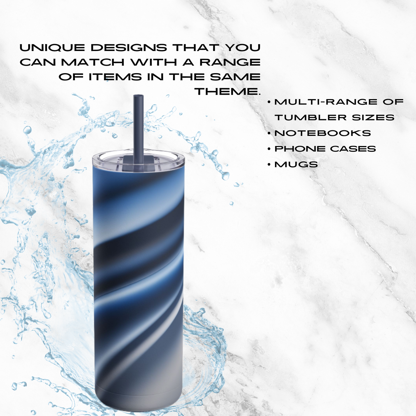 Sapphire Sleek 20oz Skinny Tumbler - With Straw