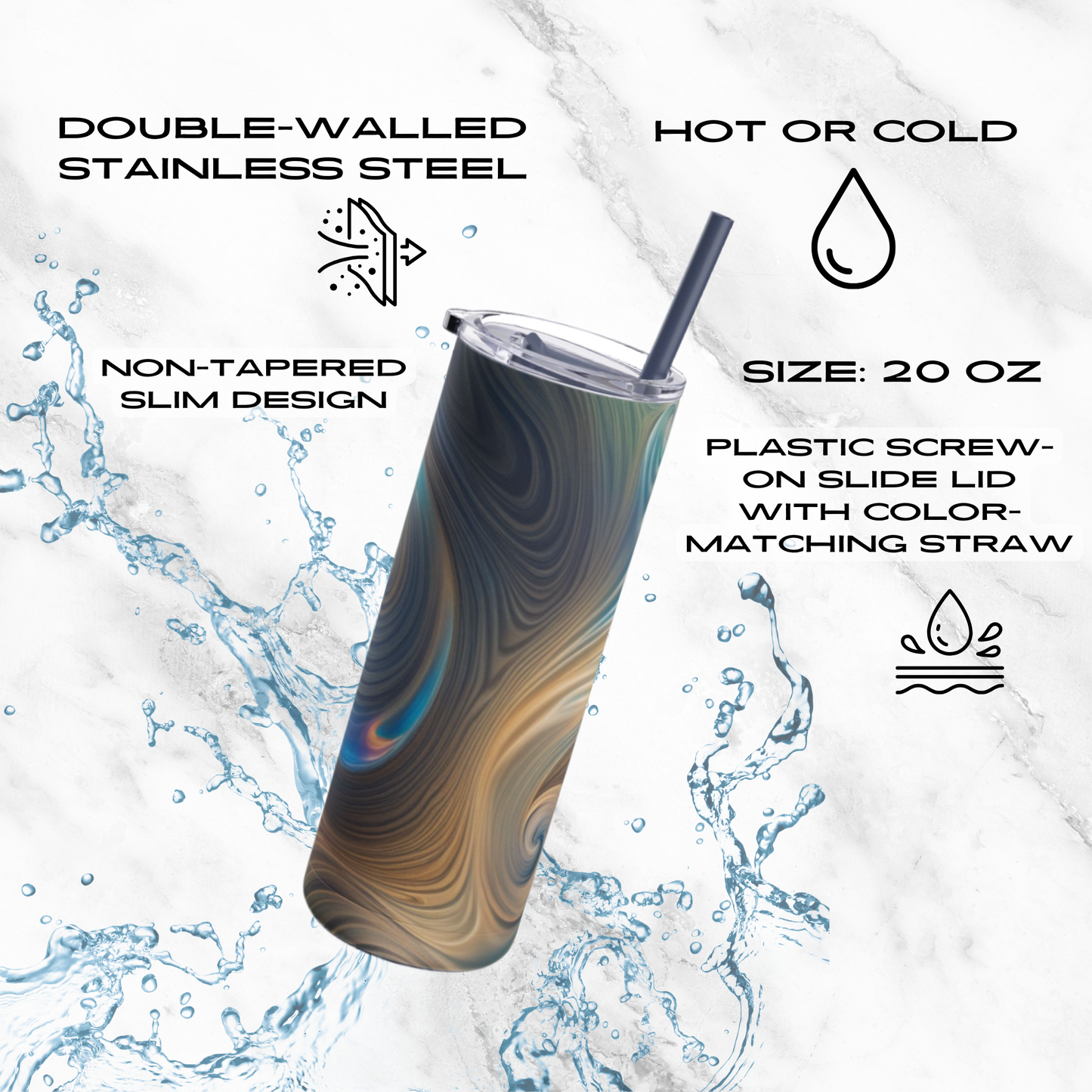 Serene Whirl 20oz Skinny Tumbler - With Straw
