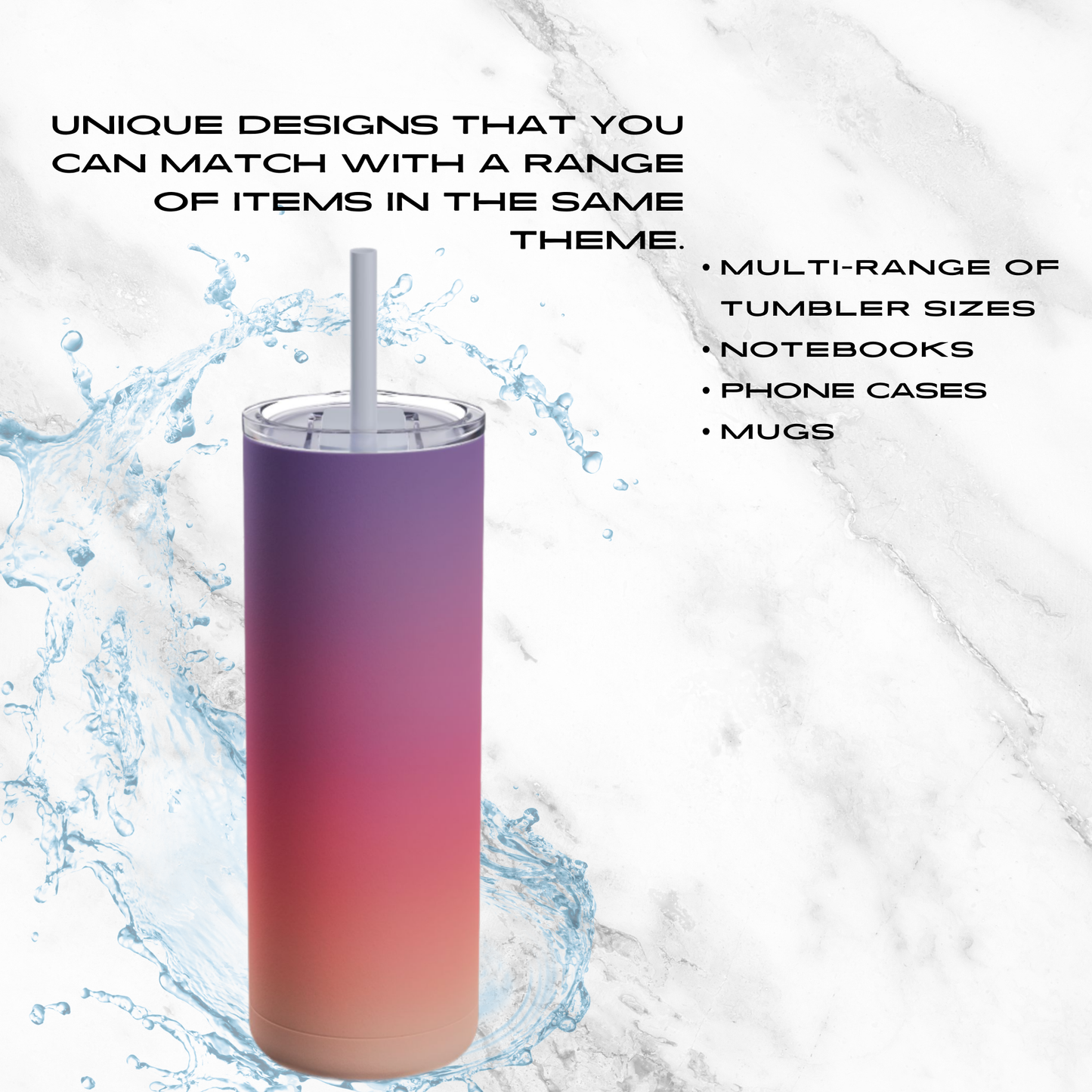 Sunset Haze 20oz Skinny Tumbler - With Straw