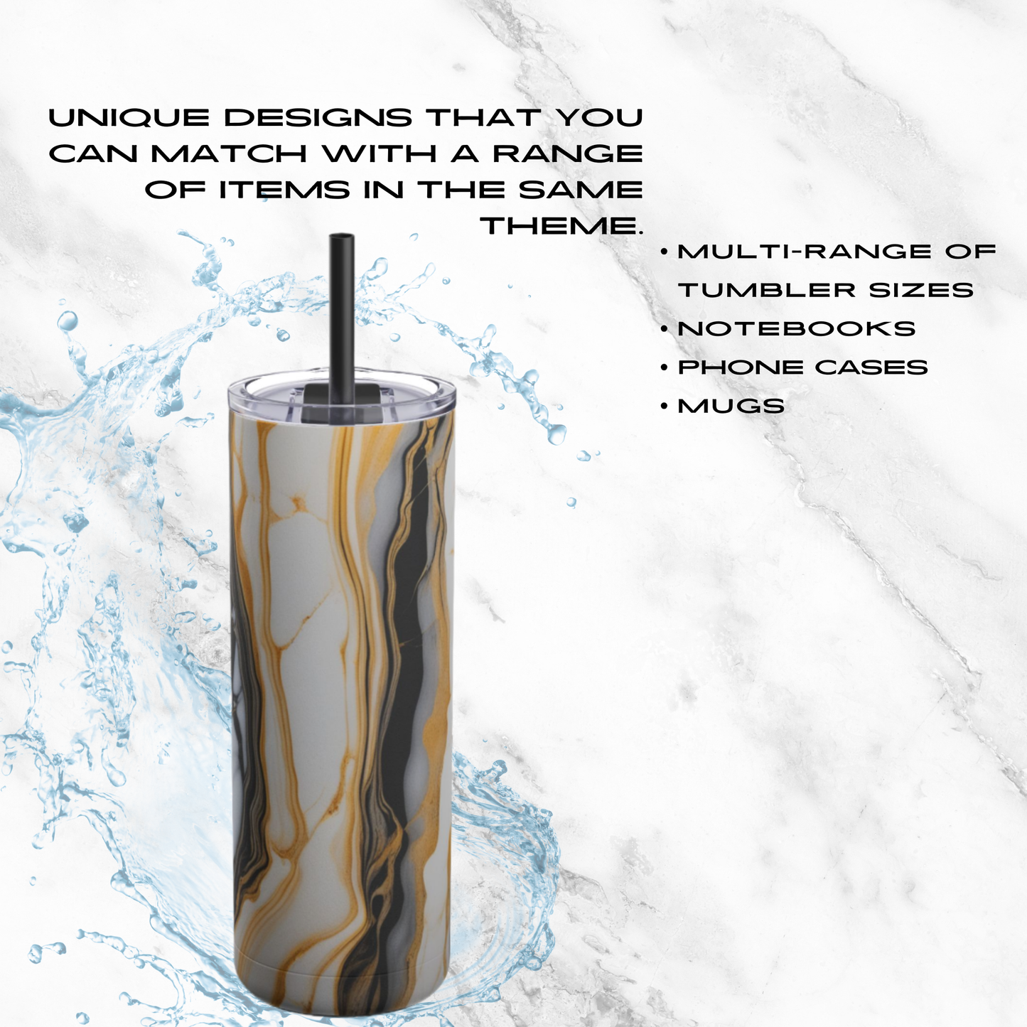Sunset Marble 20oz Skinny Tumbler - With Straw