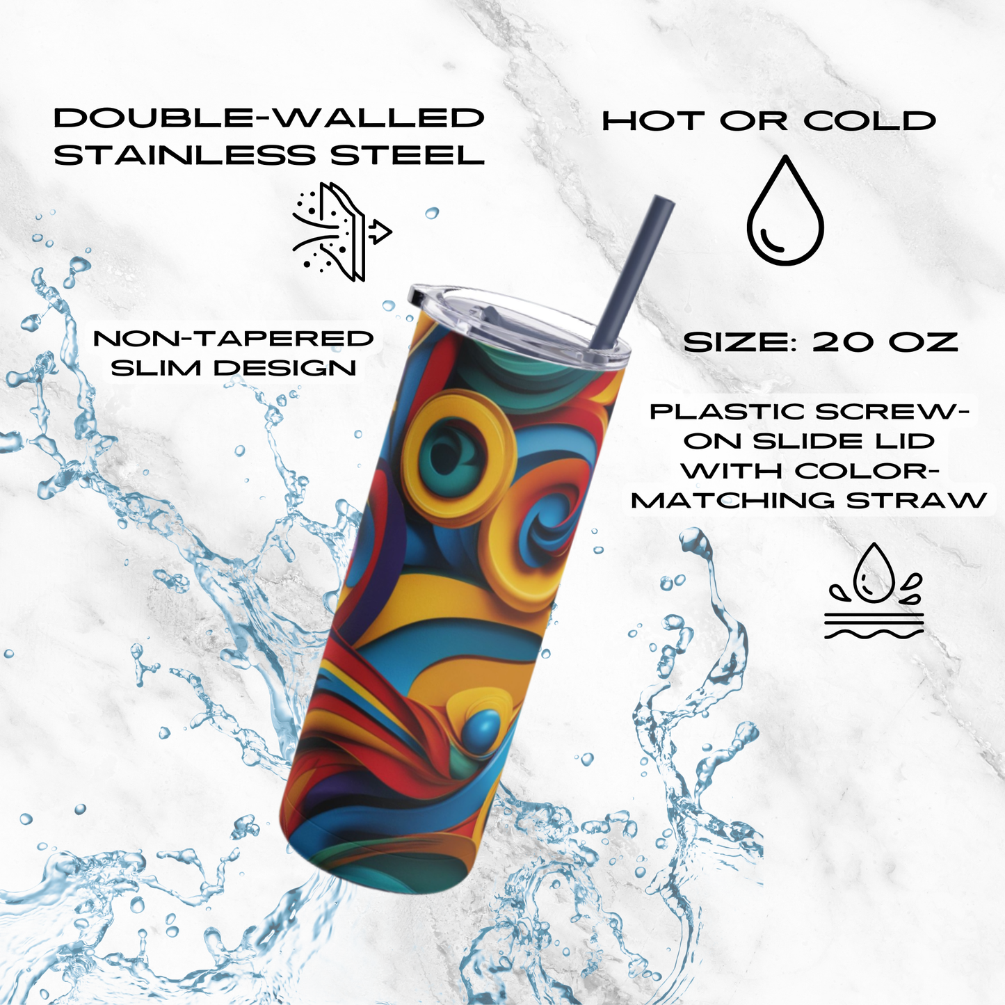 Swirl Fiesta 20oz Skinny Tumbler - With Straw