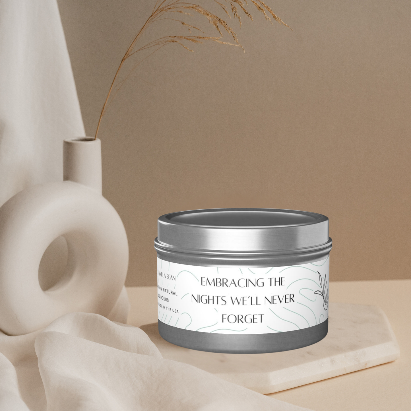 4oz Vanilla Bean Silver Tin Candle – Unforgettable Nights