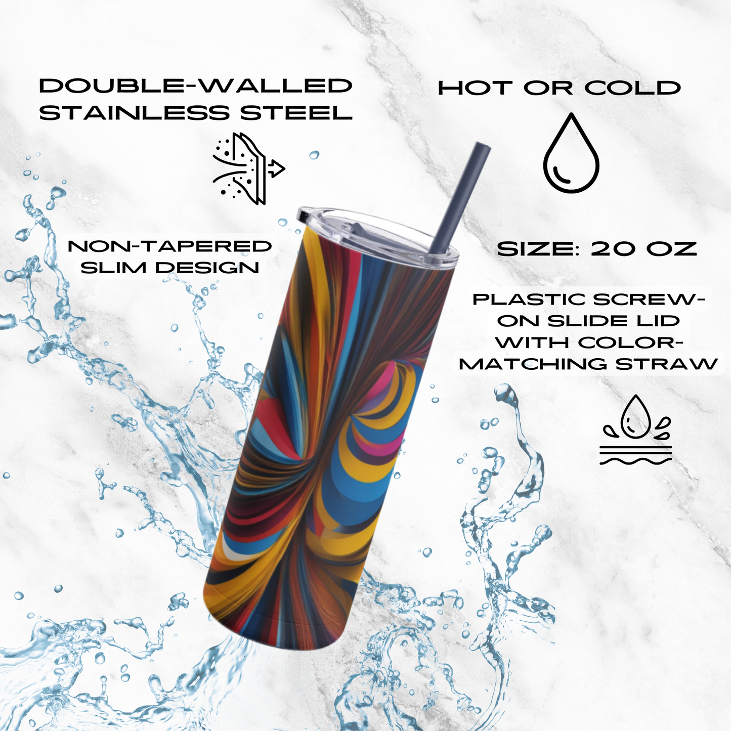 Vibrant Twirl 20oz Skinny Tumbler - With Straw