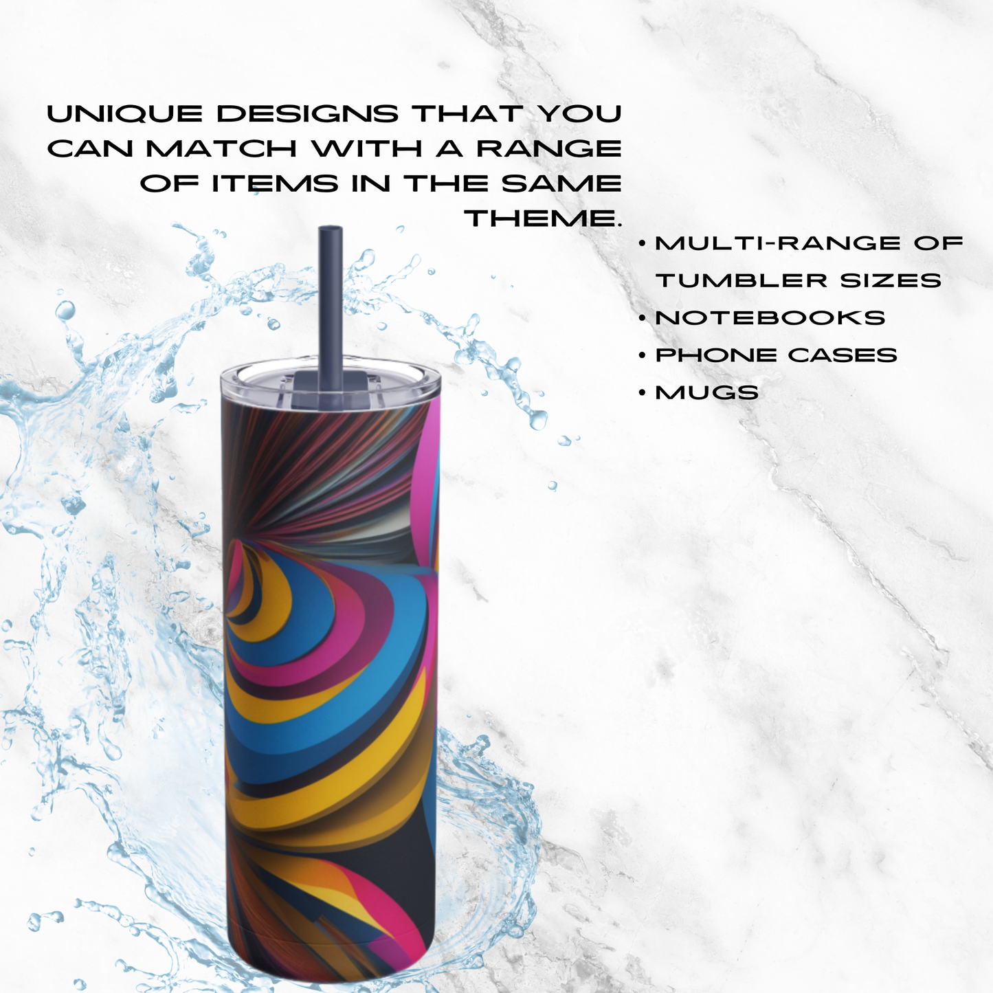 Vibrant Twirl 20oz Skinny Tumbler - With Straw