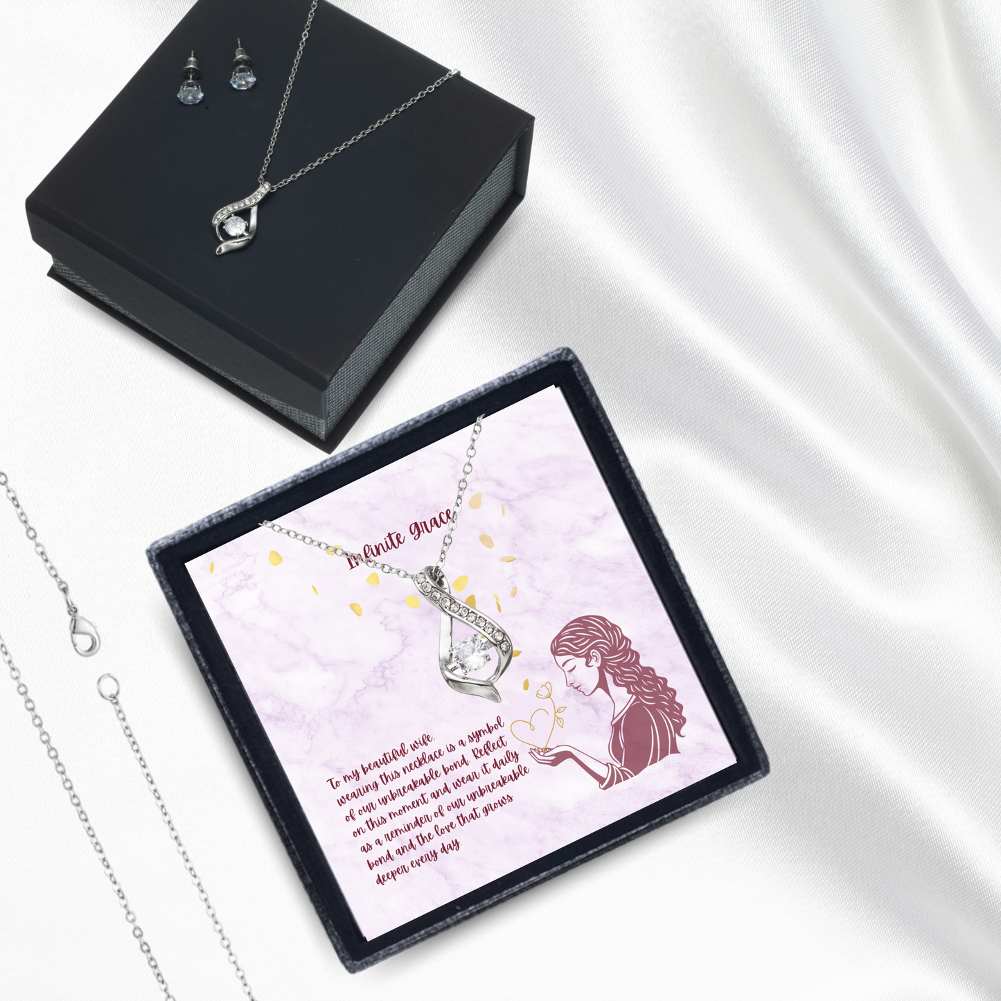 Elegant Affection - Ribbon Necklace and Earring Set