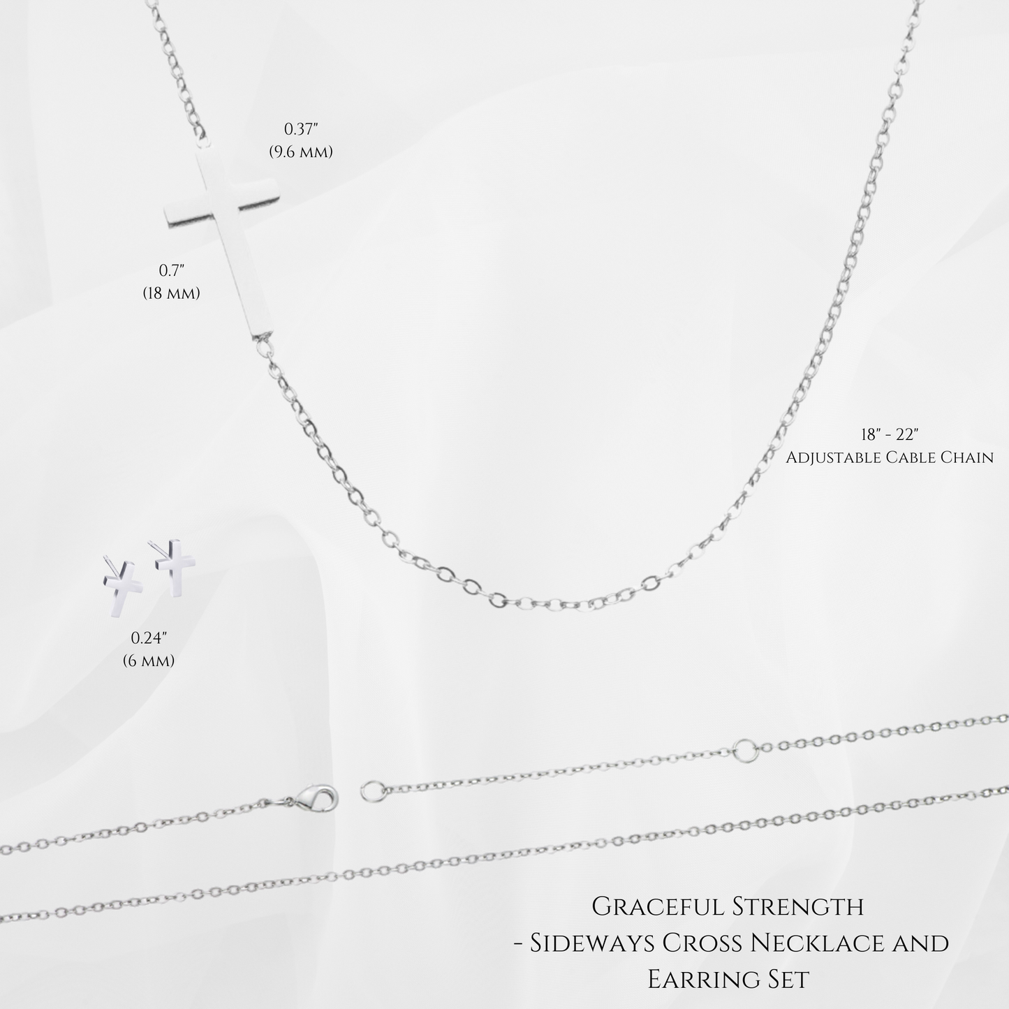 Graceful Strength - Sideways Cross Necklace and Earring Set