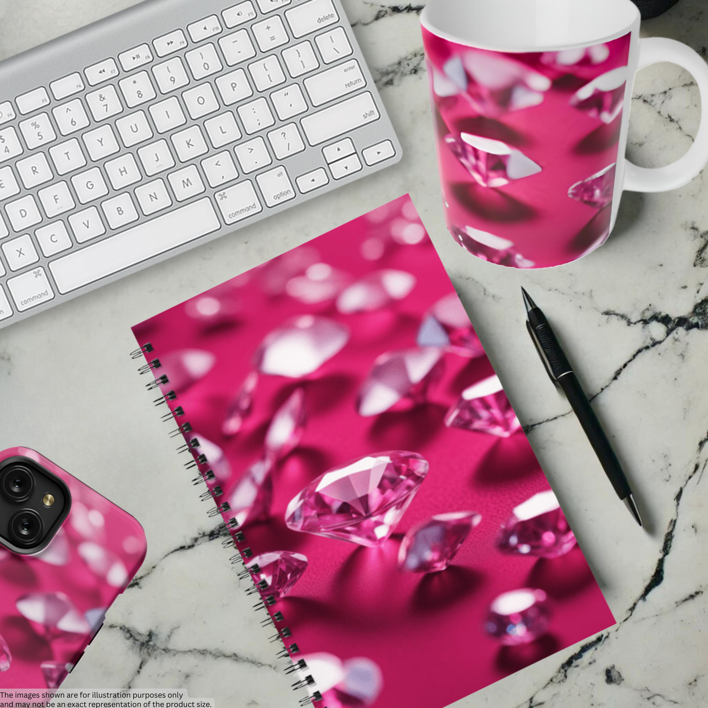 Pink Diamond Sparkle 5.5”x8.5" Hardcover Notebook