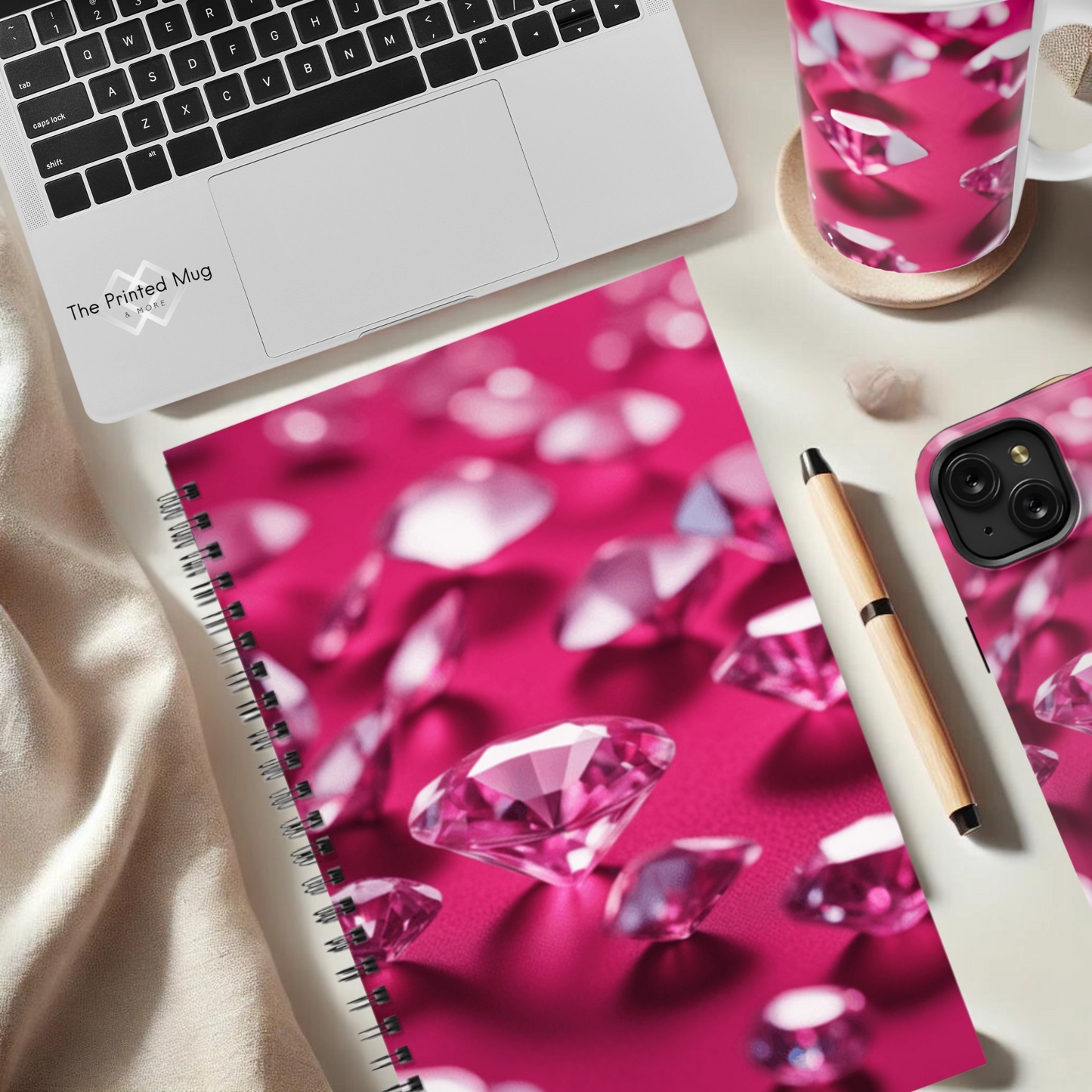 Pink Diamond Sparkle 5.5”x8.5" Hardcover Notebook