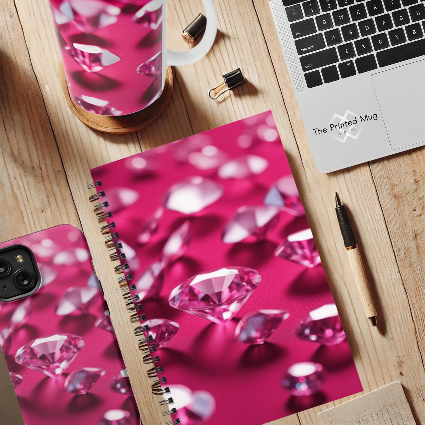 Pink Diamond Sparkle 5.5”x8.5" Hardcover Notebook