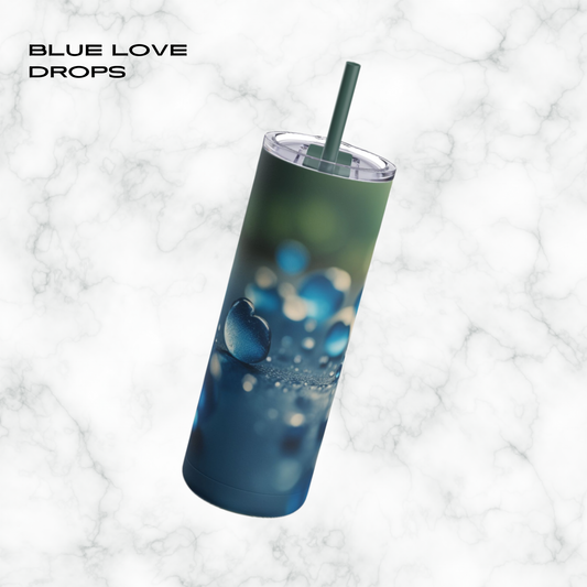 Blue Love Drops 20oz Skinny Tumbler - With Straw