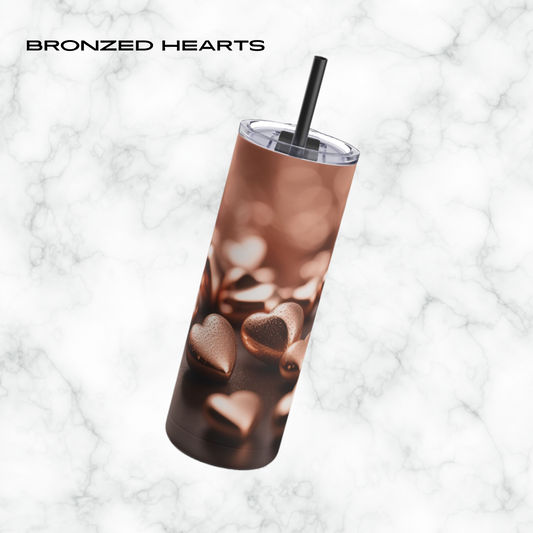 Bronzed Hearts 20oz Skinny Tumbler - With Straw