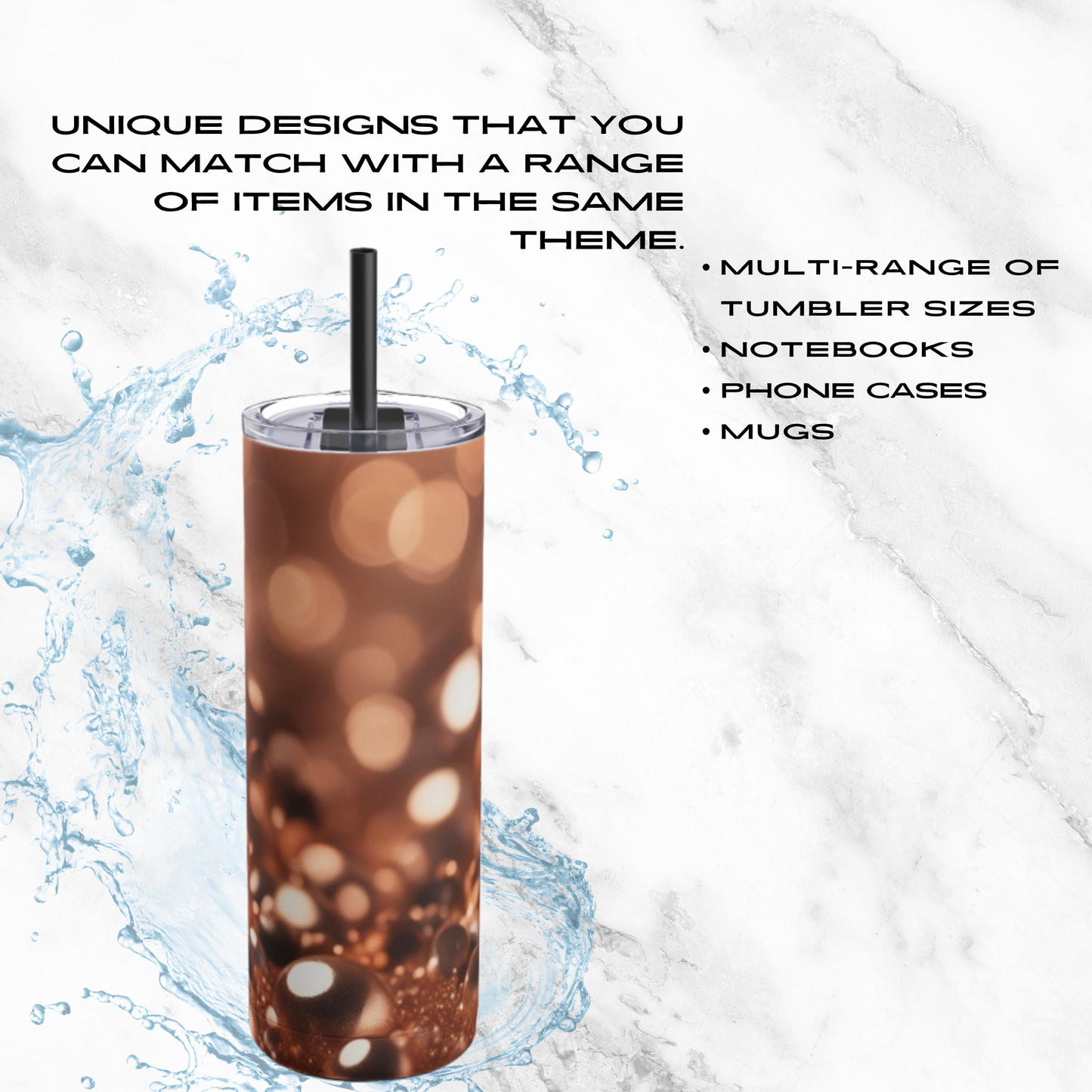 Copper Gleam 20oz Skinny Tumbler - With Straw