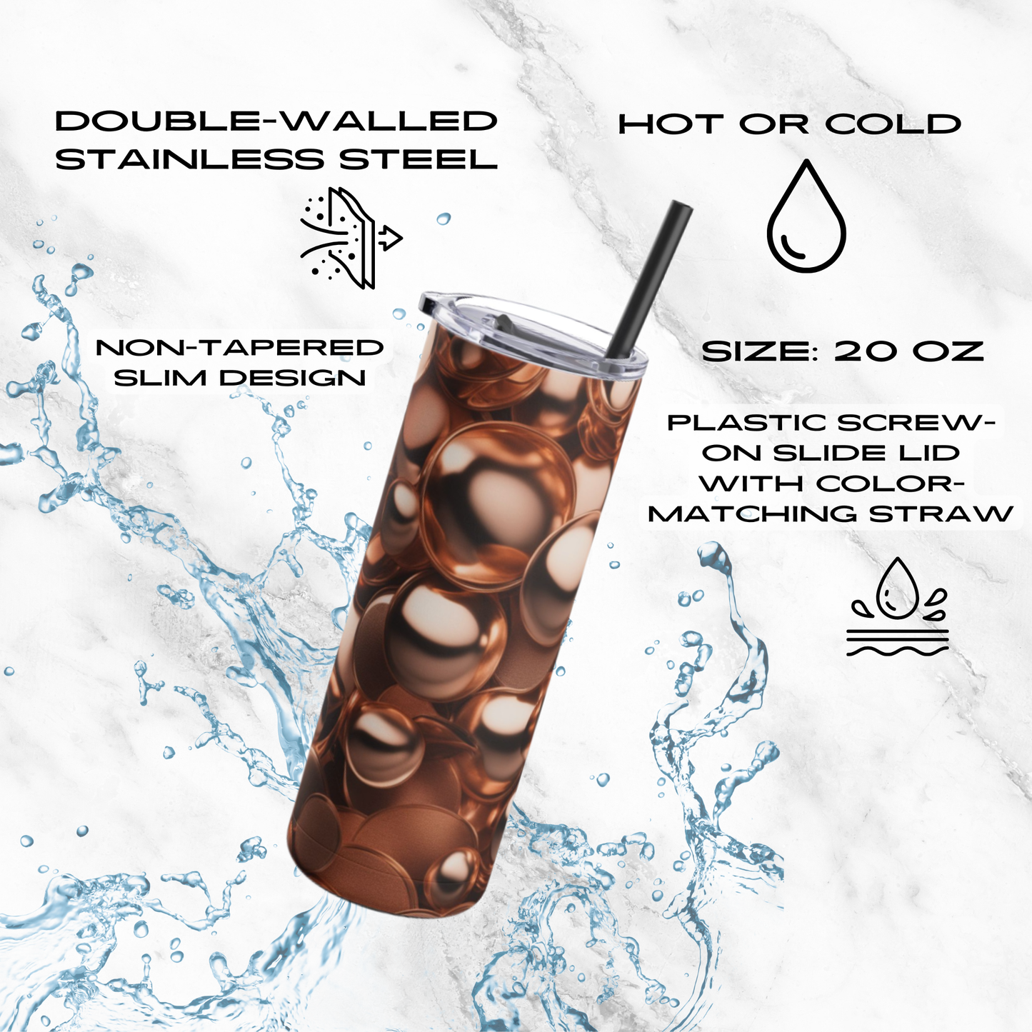 Coppery Curves 20oz Skinny Tumbler - With Straw