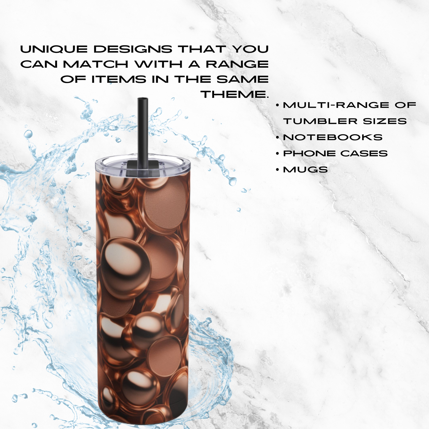 Coppery Curves 20oz Skinny Tumbler - With Straw