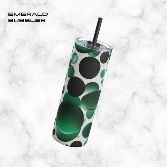 Emerald Bubbles 20oz Skinny Tumbler - With Straw