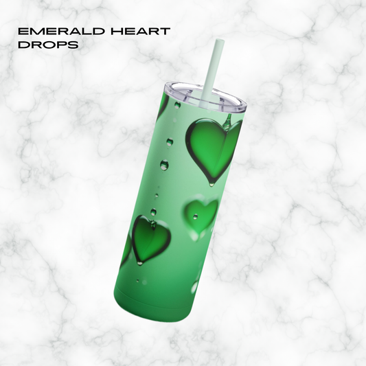 Emerald Heart Drops 20oz Skinny Tumbler - With Straw
